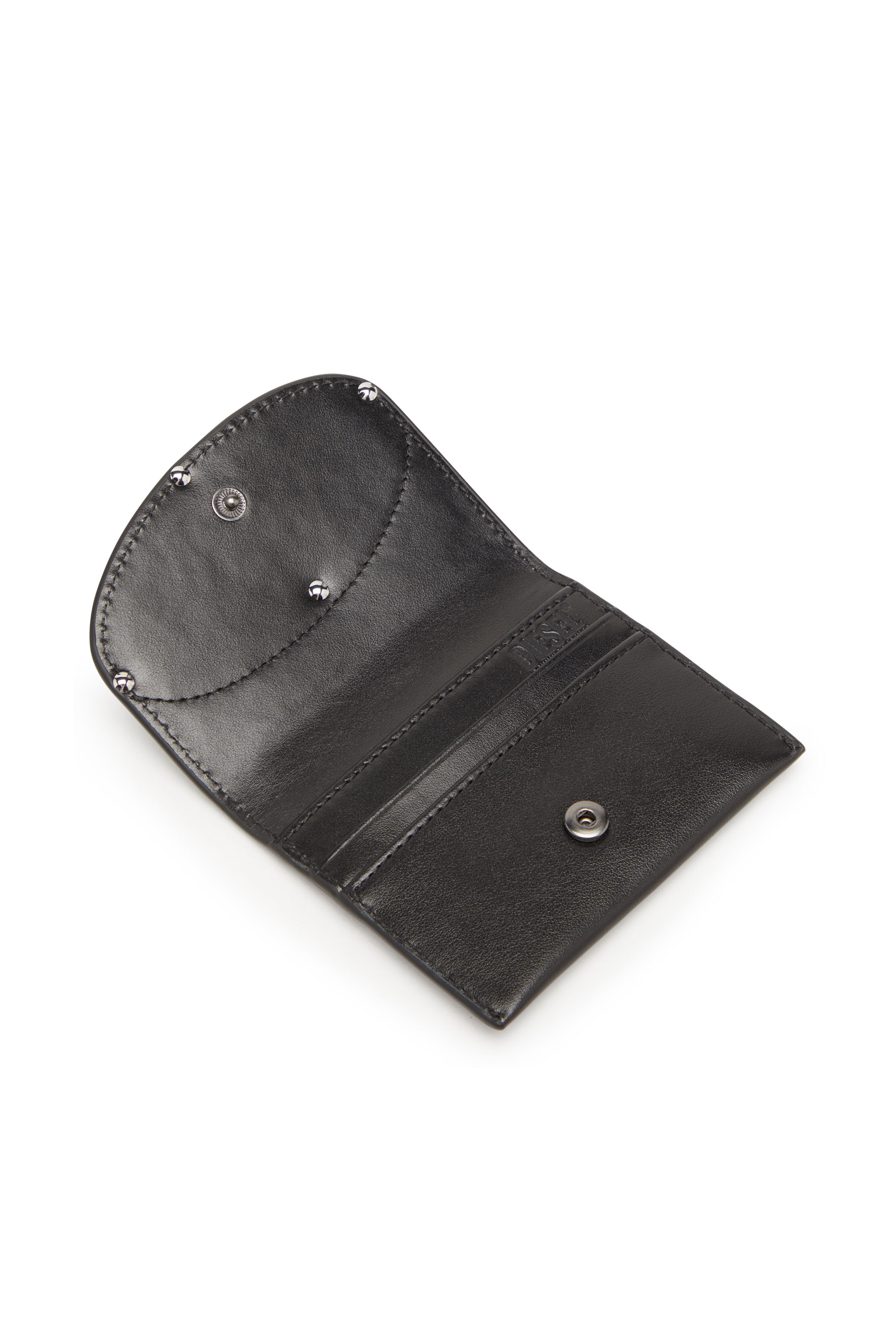 Diesel - HOLI-D CARD HOLDER S, Unisex Zweifach-Kartenetui aus Glattleder in Schwarz - Image 3