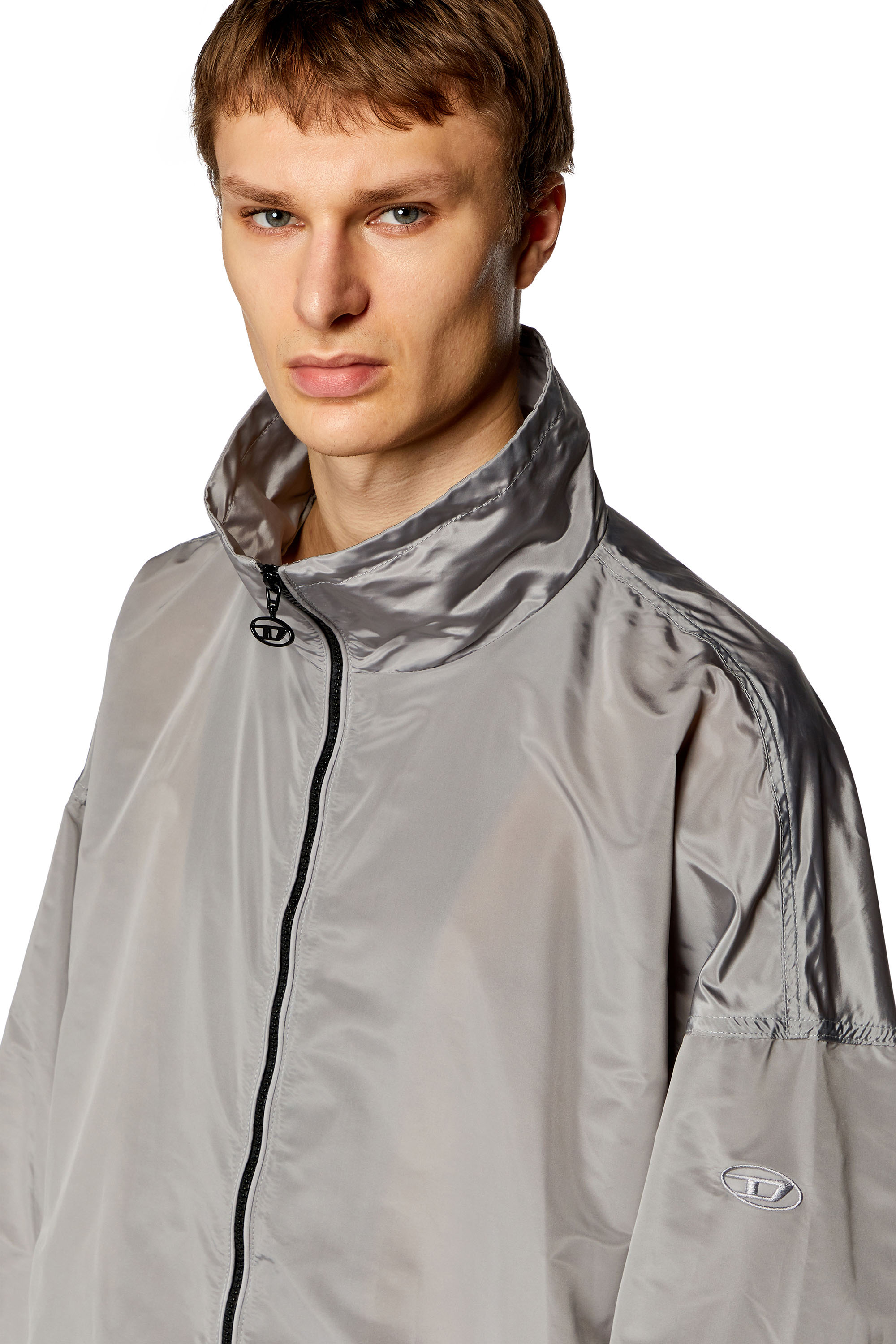 Diesel - J-WRIGHT, Herren Fließende Windjacke aus Ciré-Nylon in Grau - Image 4