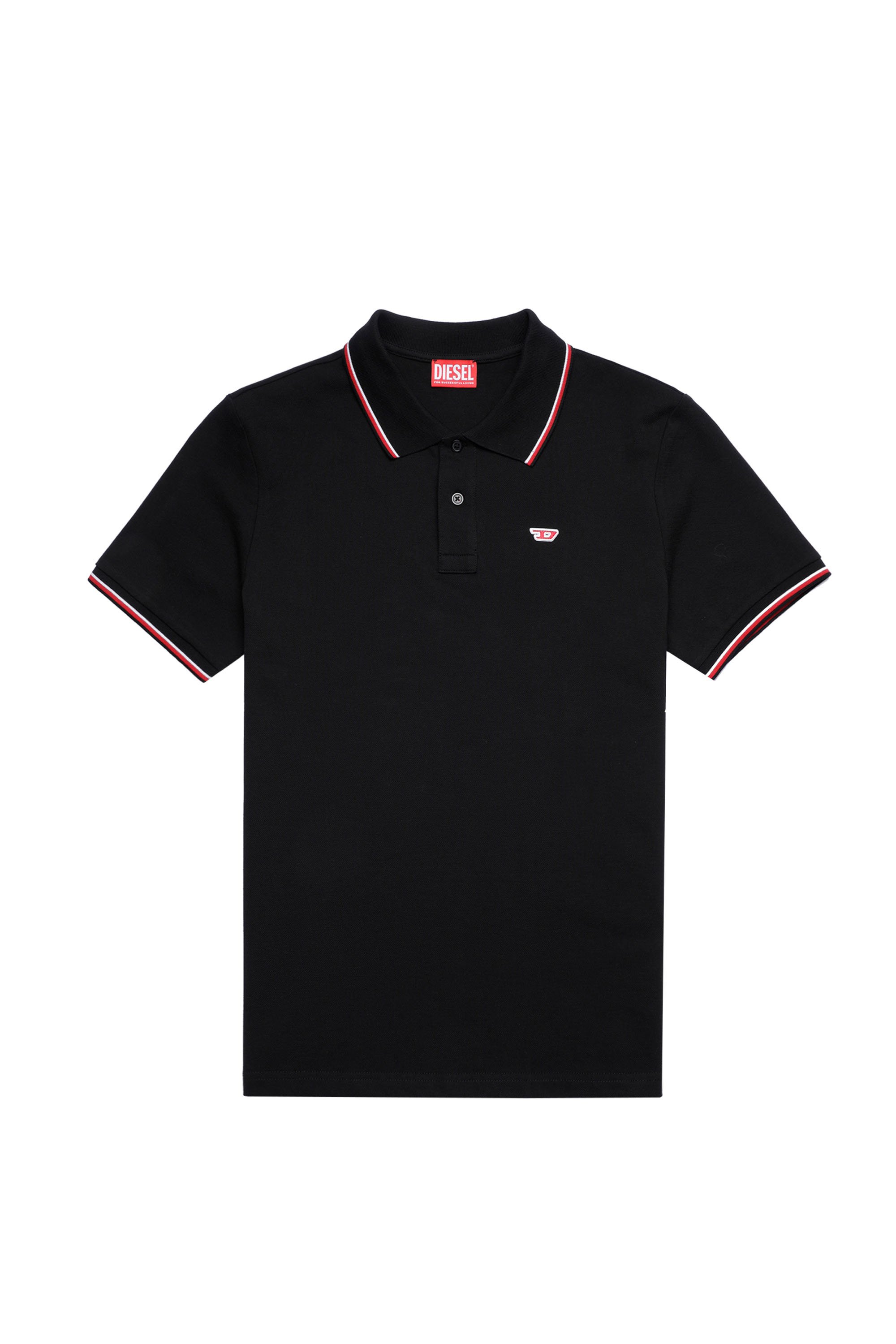 Diesel - T-SMITH-D, Man Polo shirt with striped trims in Black - Image 3