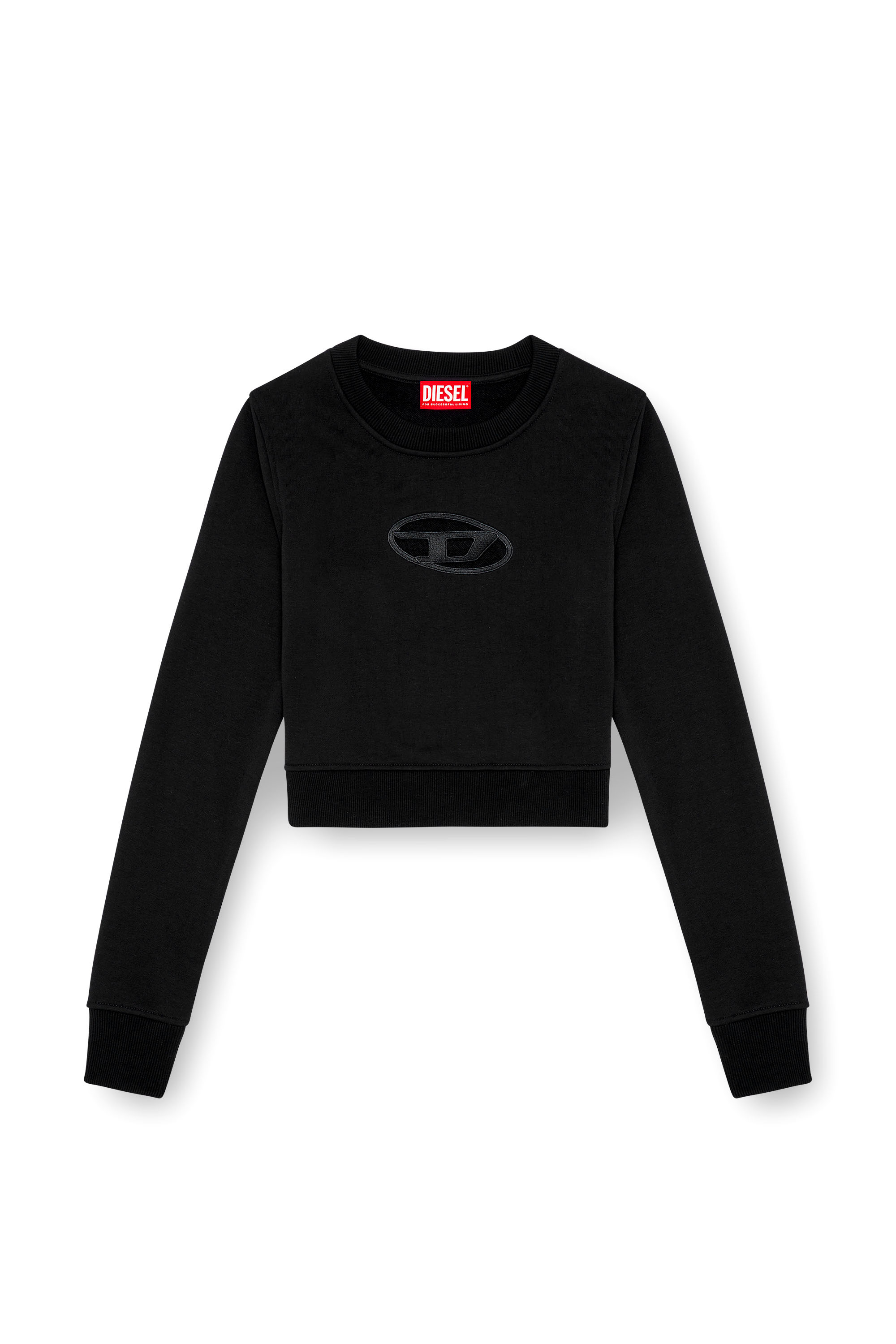 Diesel - F-SLIMMY-OD, Damen Kurzes Sweatshirt mit Cutout-Logo in Schwarz - Image 4