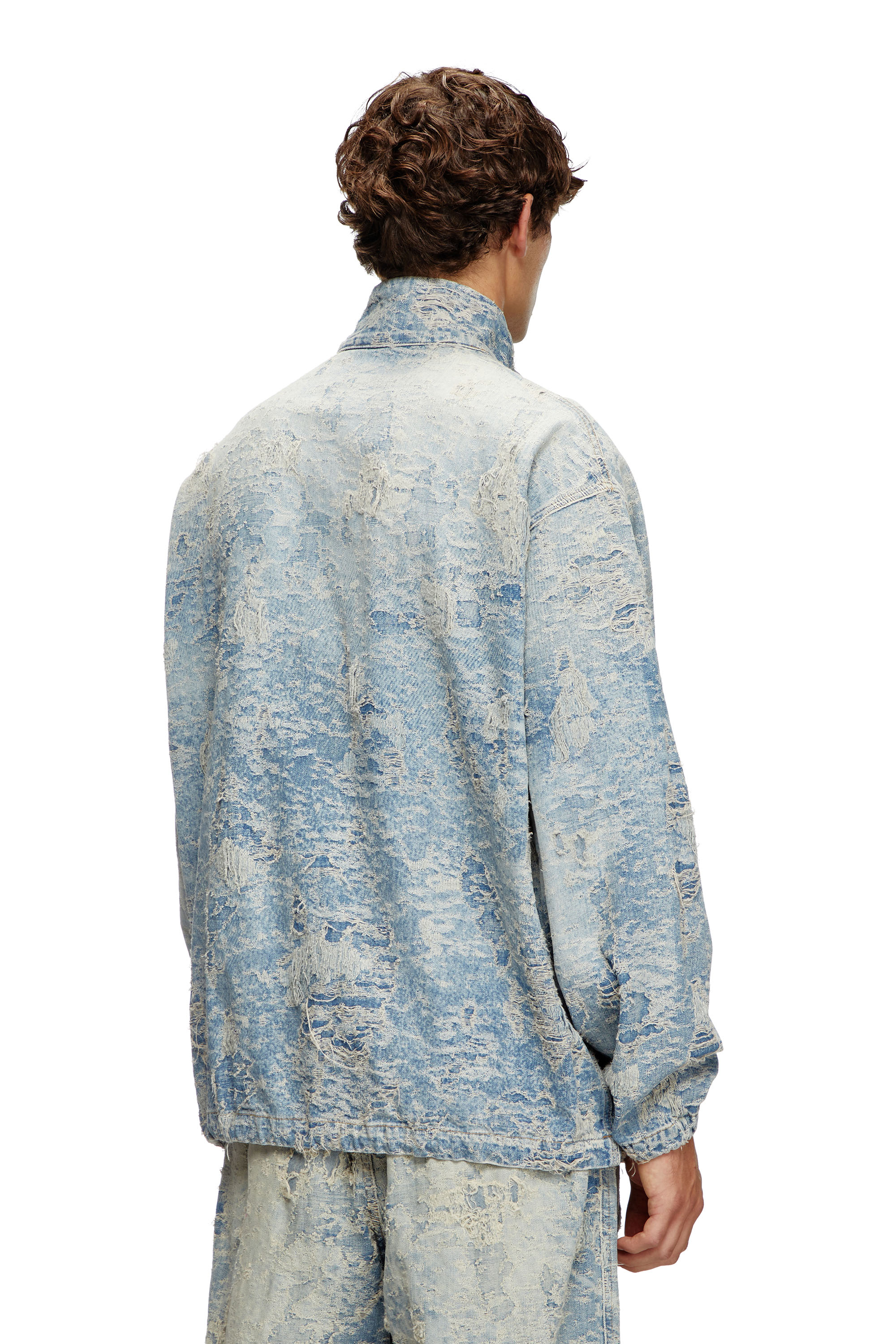 Diesel - D-KRAP-FSF, Unisex's Zip jacket in dirty jacquard denim in Light Blue - 2