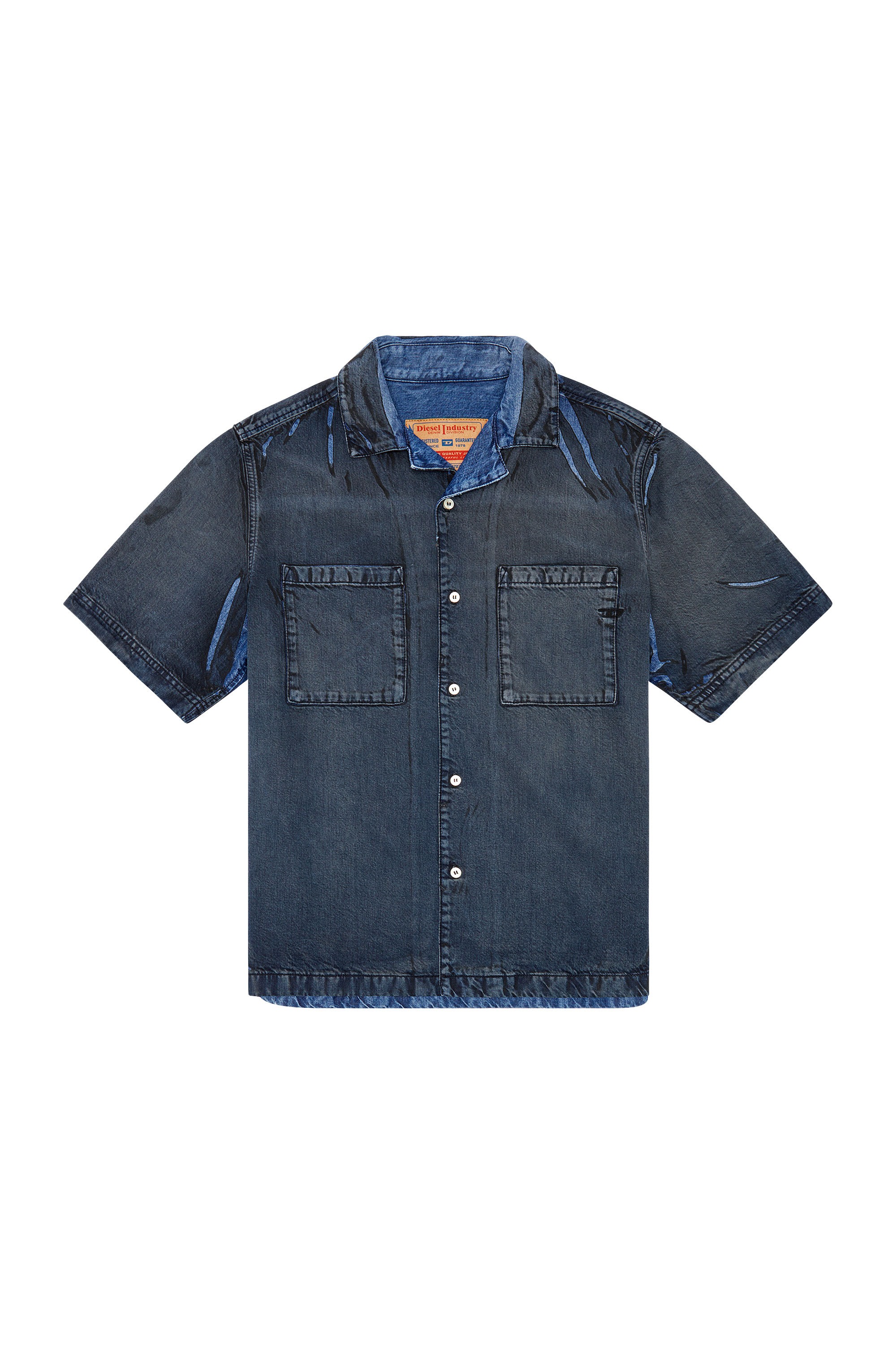 Diesel - DTO-D-PAROSHORT, Herren Bowling-Shirt aus Denim in Blau - Image 3