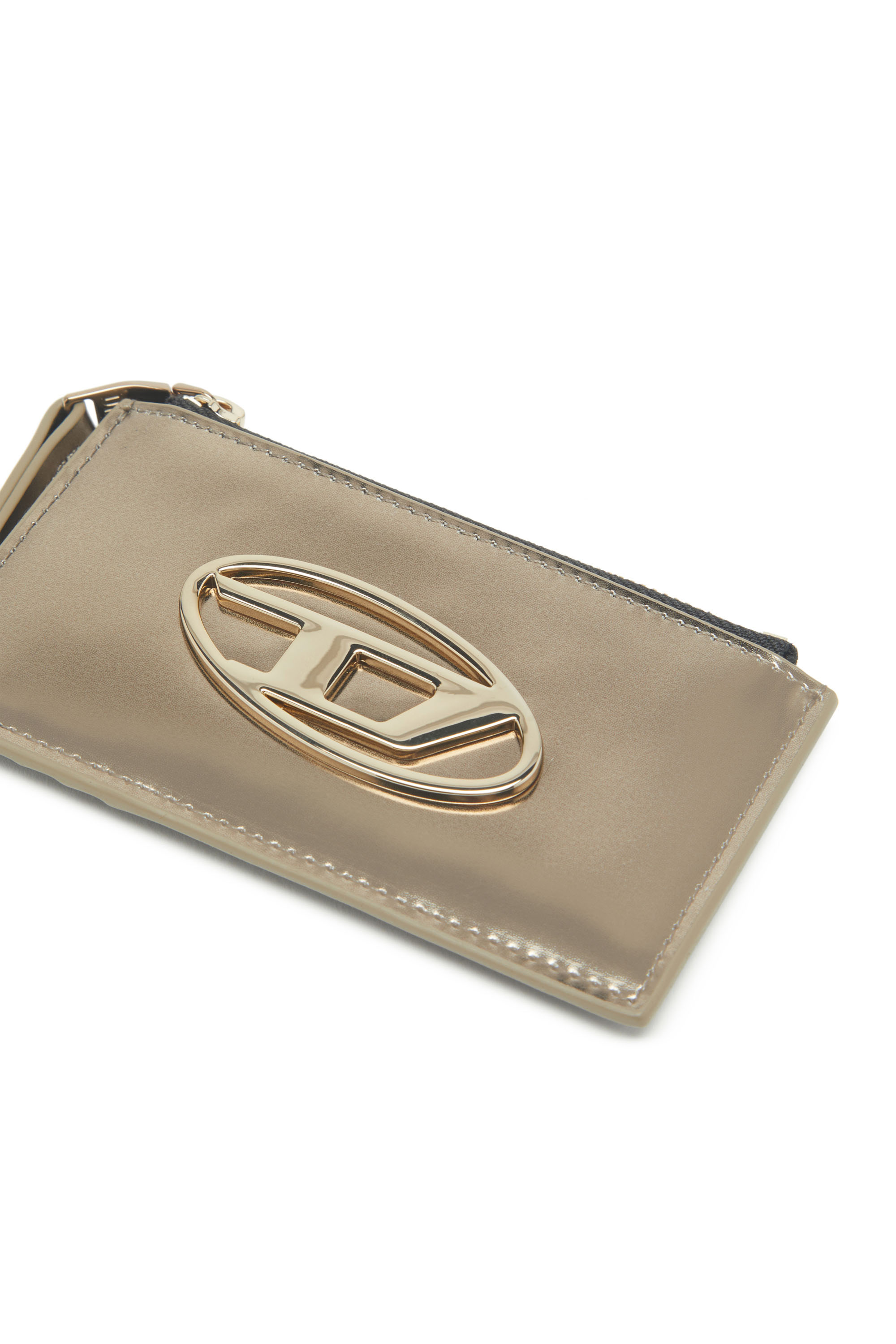 Diesel - CARD HOLDER COIN S, Woman Metallic leather card holder in Brown - Image 3