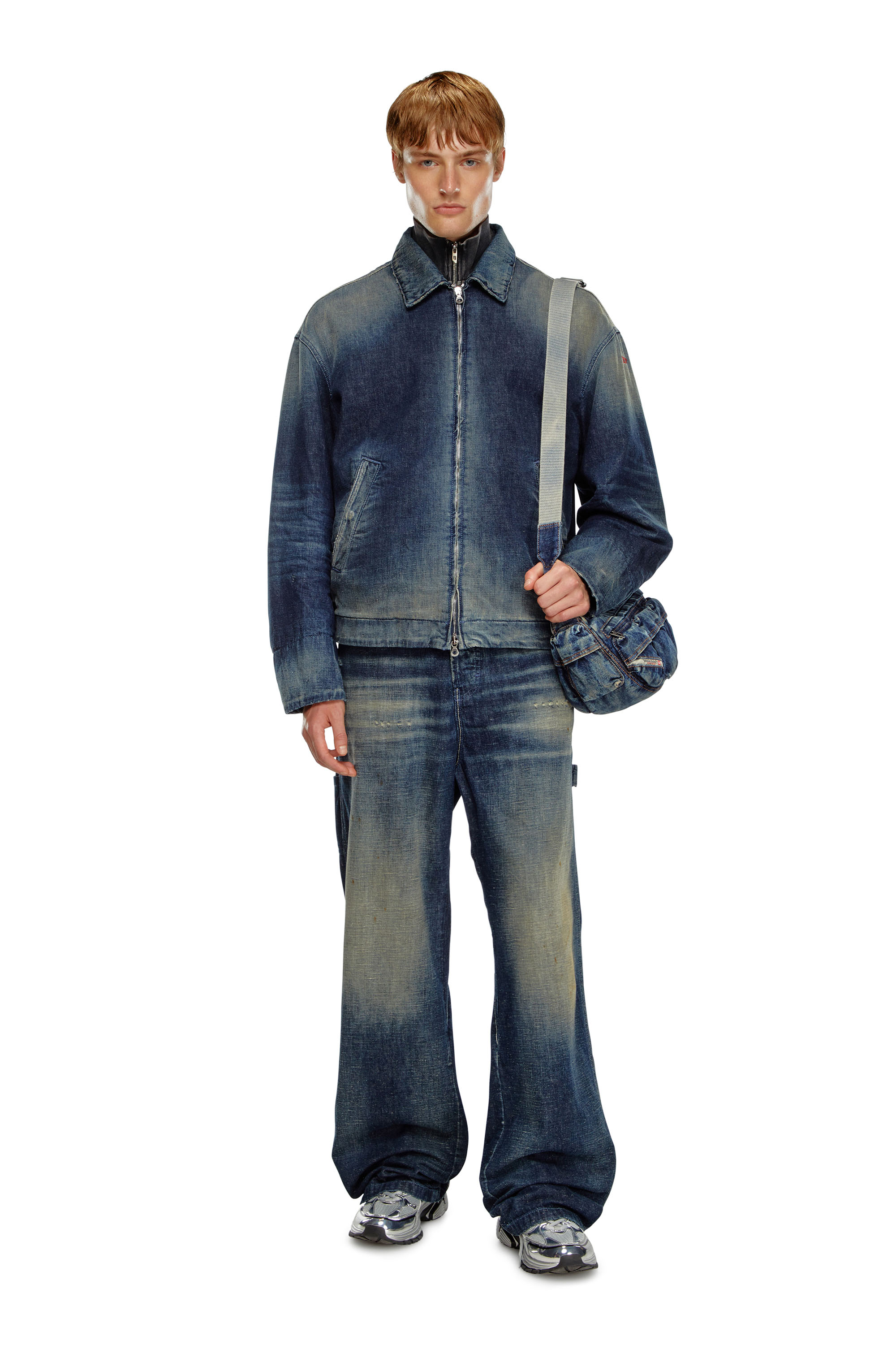 Diesel - D-STACK, Man's Padded jacket in utility-style denim in Dark Blue - 2