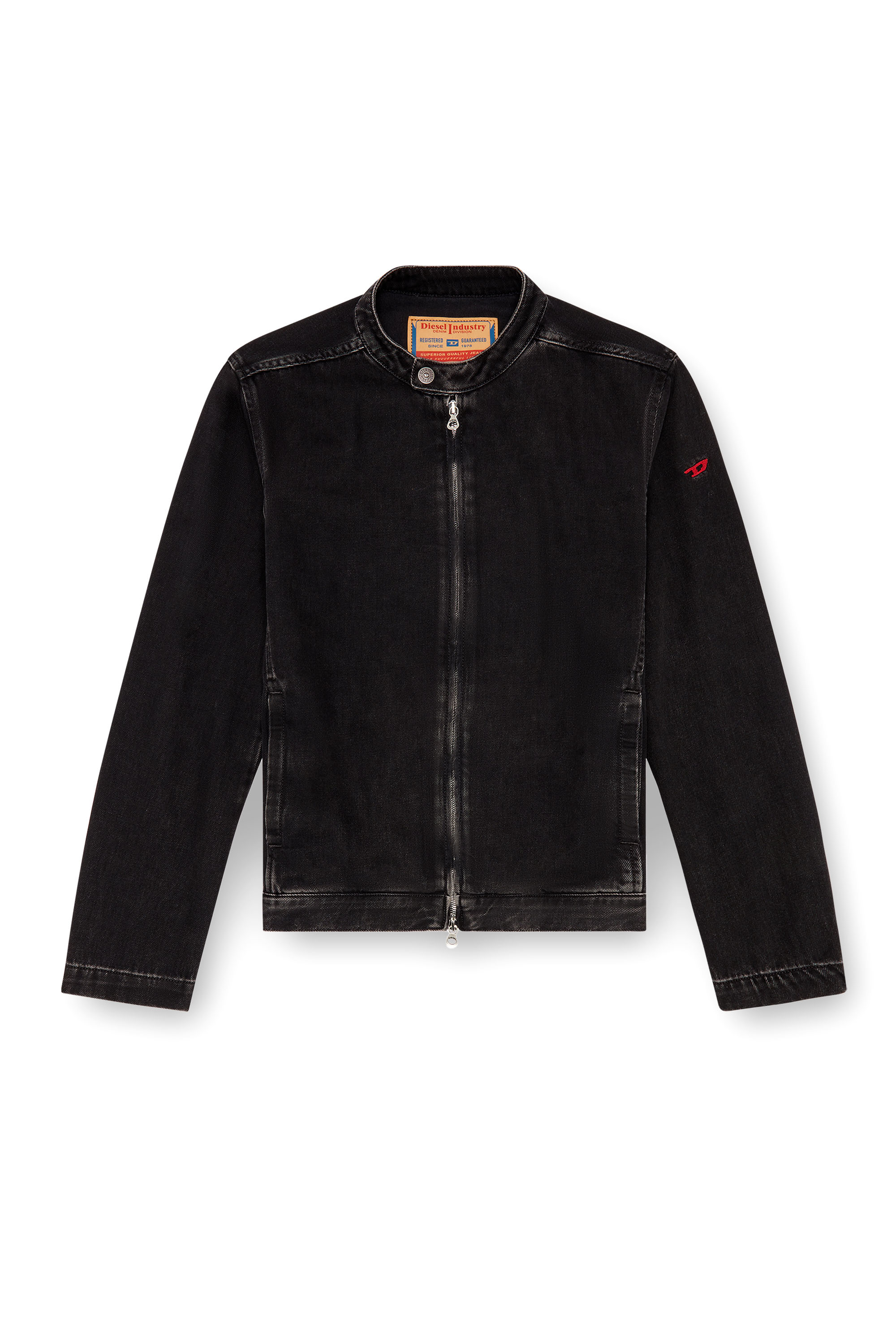 Diesel - D-GLORY, Herren Moto-Jacke aus Denim in cleaner Waschung in Schwarz - Image 3