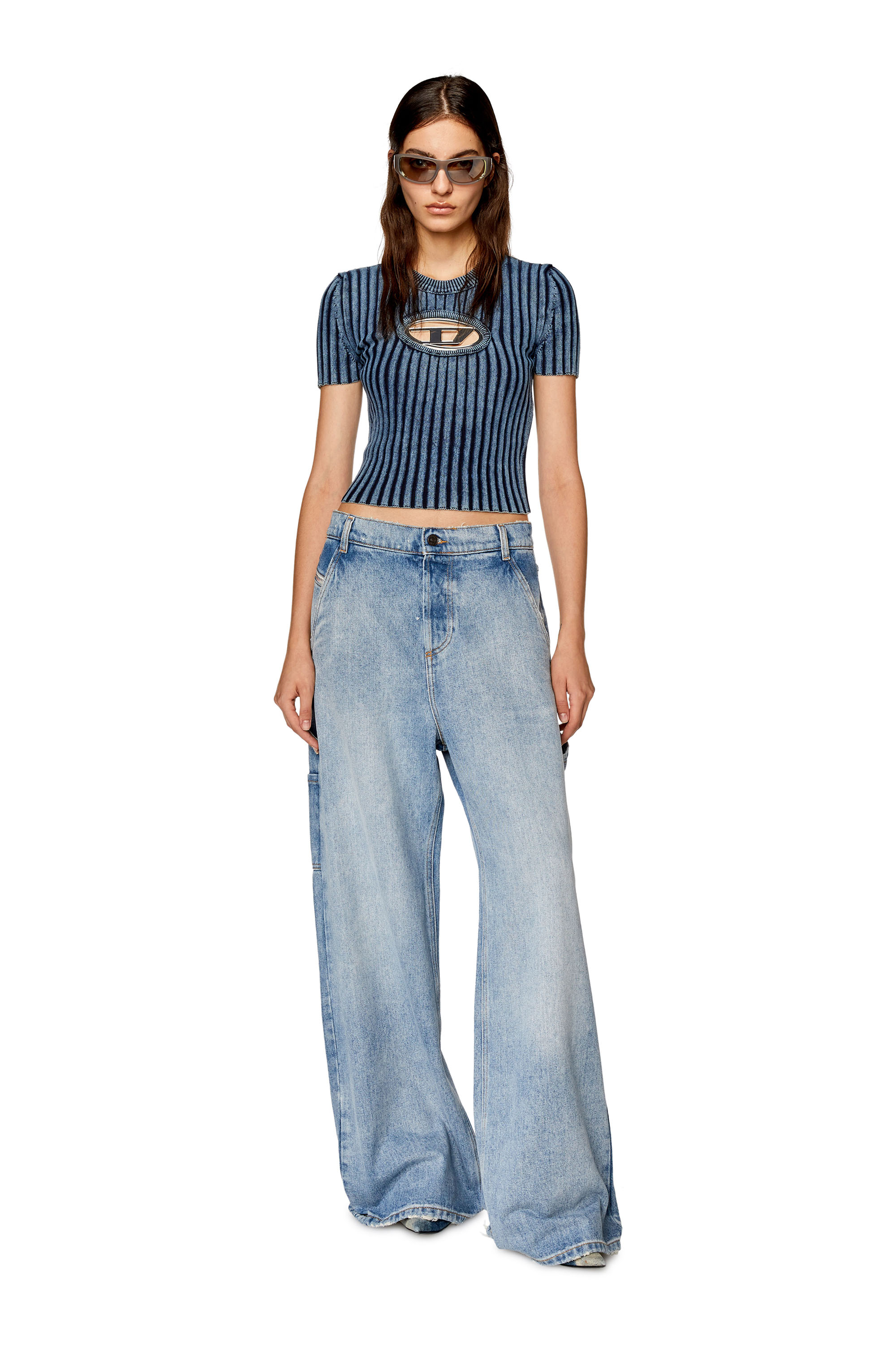 Diesel - M-ANAHEIM, Woman Top with D plaque in Blue - Image 2