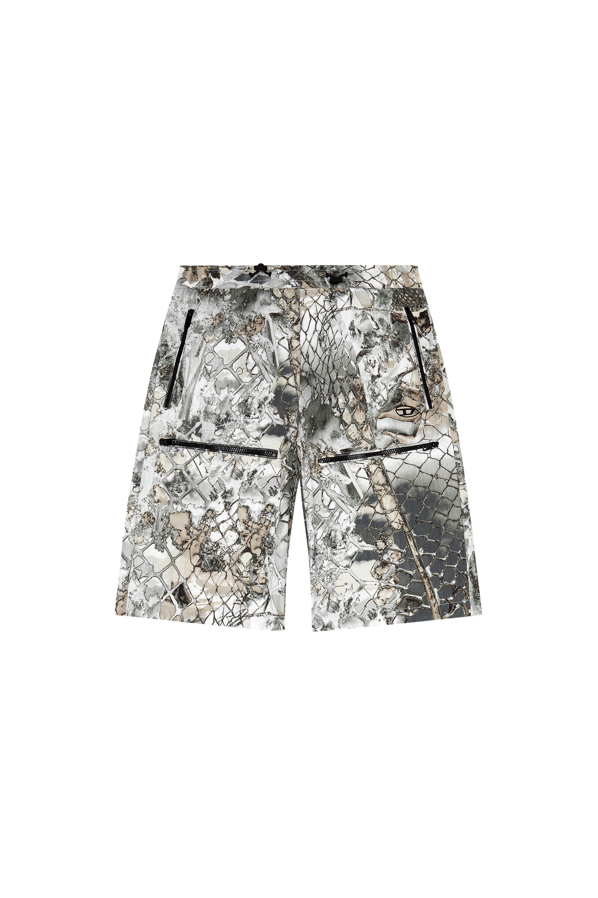 Diesel - P-MCKELL-SHORT-A, Herren Cargoshorts aus Nylon mit abstraktem Print in Grau - Image 3