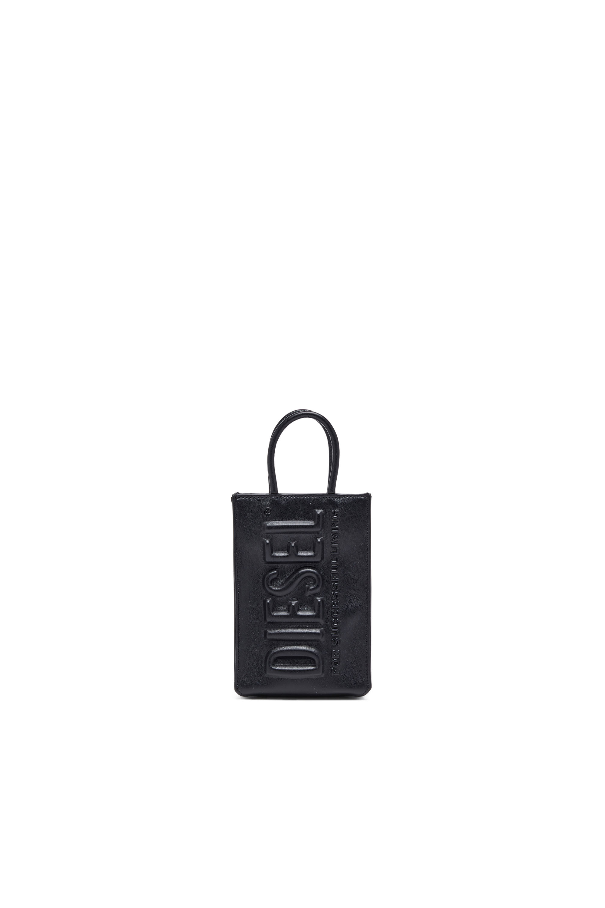 Diesel - DSL 3D SHOPPER MINI X, Unisex Dsl 3D Mini -Kleine Tote-Tasche aus PU mit Logo-Prägung in Schwarz - Image 1
