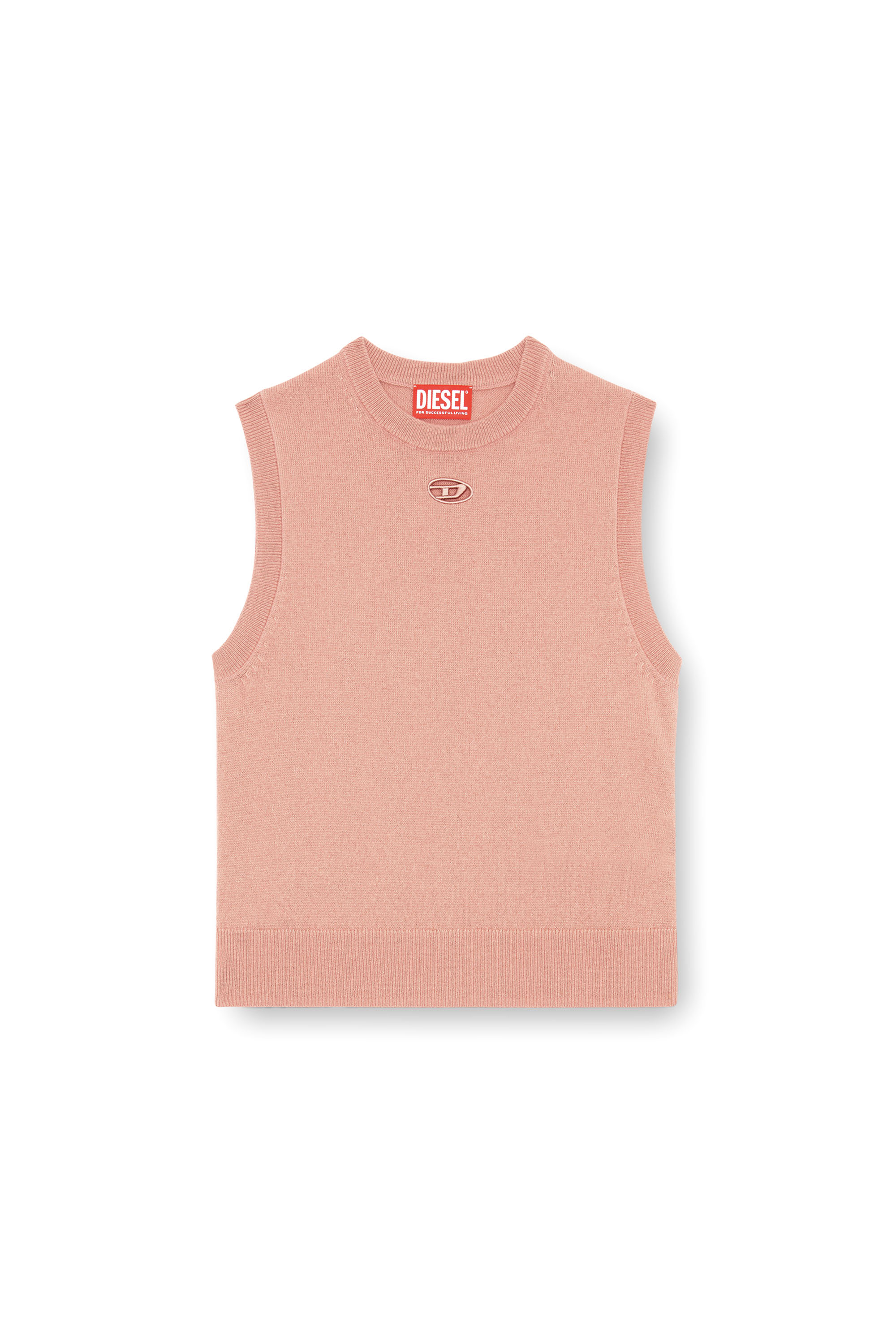 Diesel - M-ARGA-SL, Woman's Cropped vest in wool and cashmere knit in Pink - 3