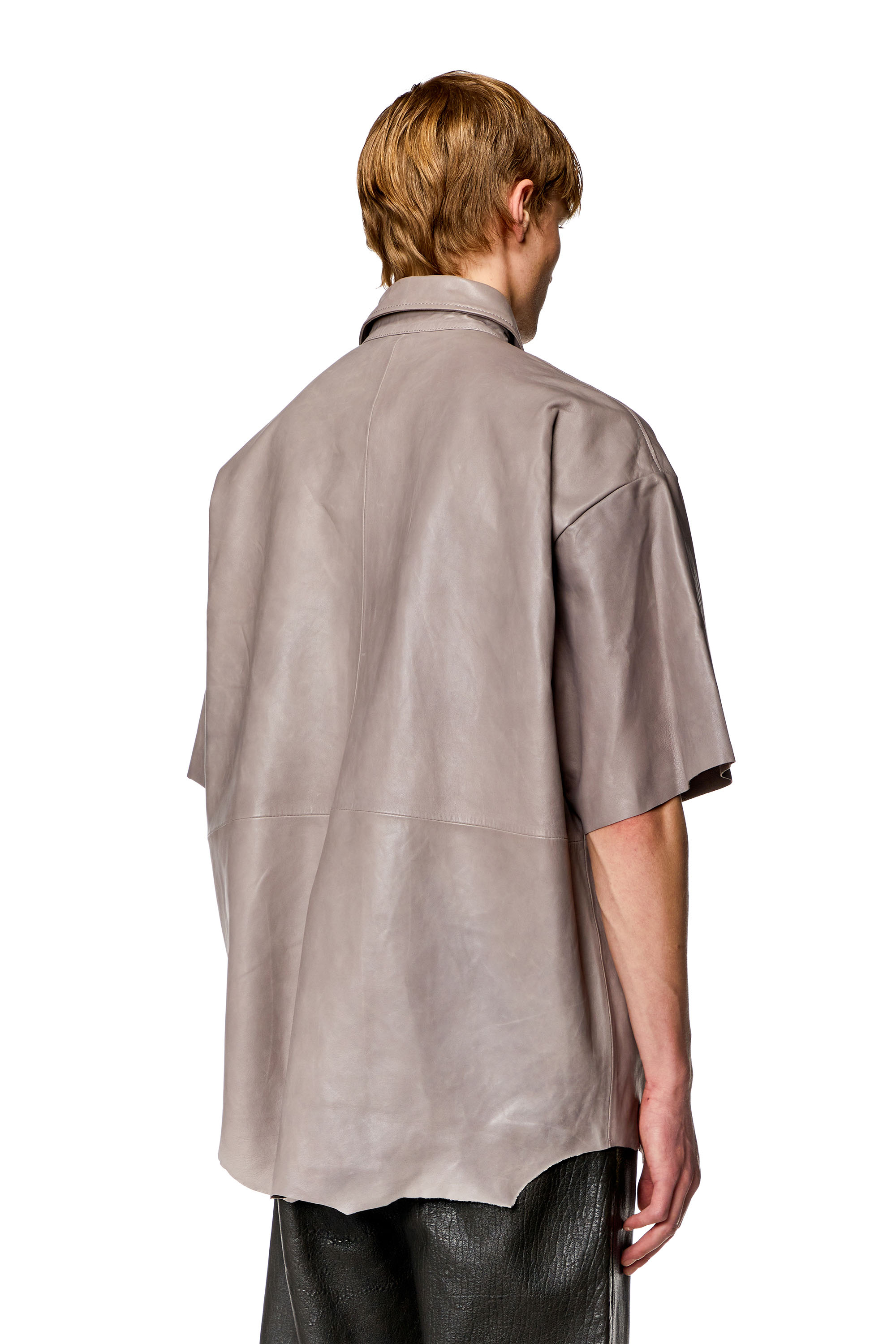 Diesel - S-EMIN-LTH, Herren Oversize-Shirt aus behandeltem Leder in Grau - Image 4