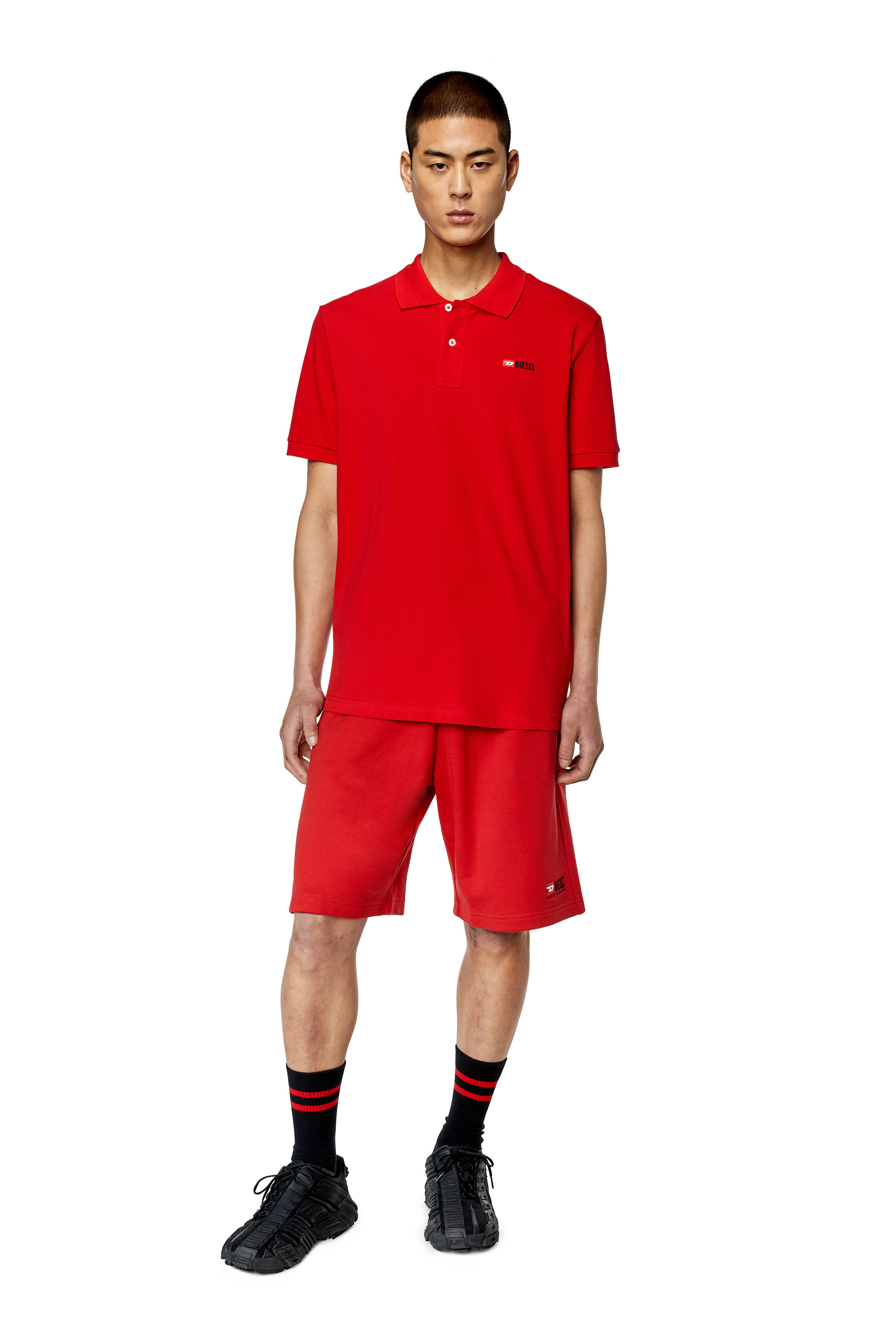 Diesel - T-SMITH-DIV, Man Polo shirt with high-density logo print in Red - Image 2