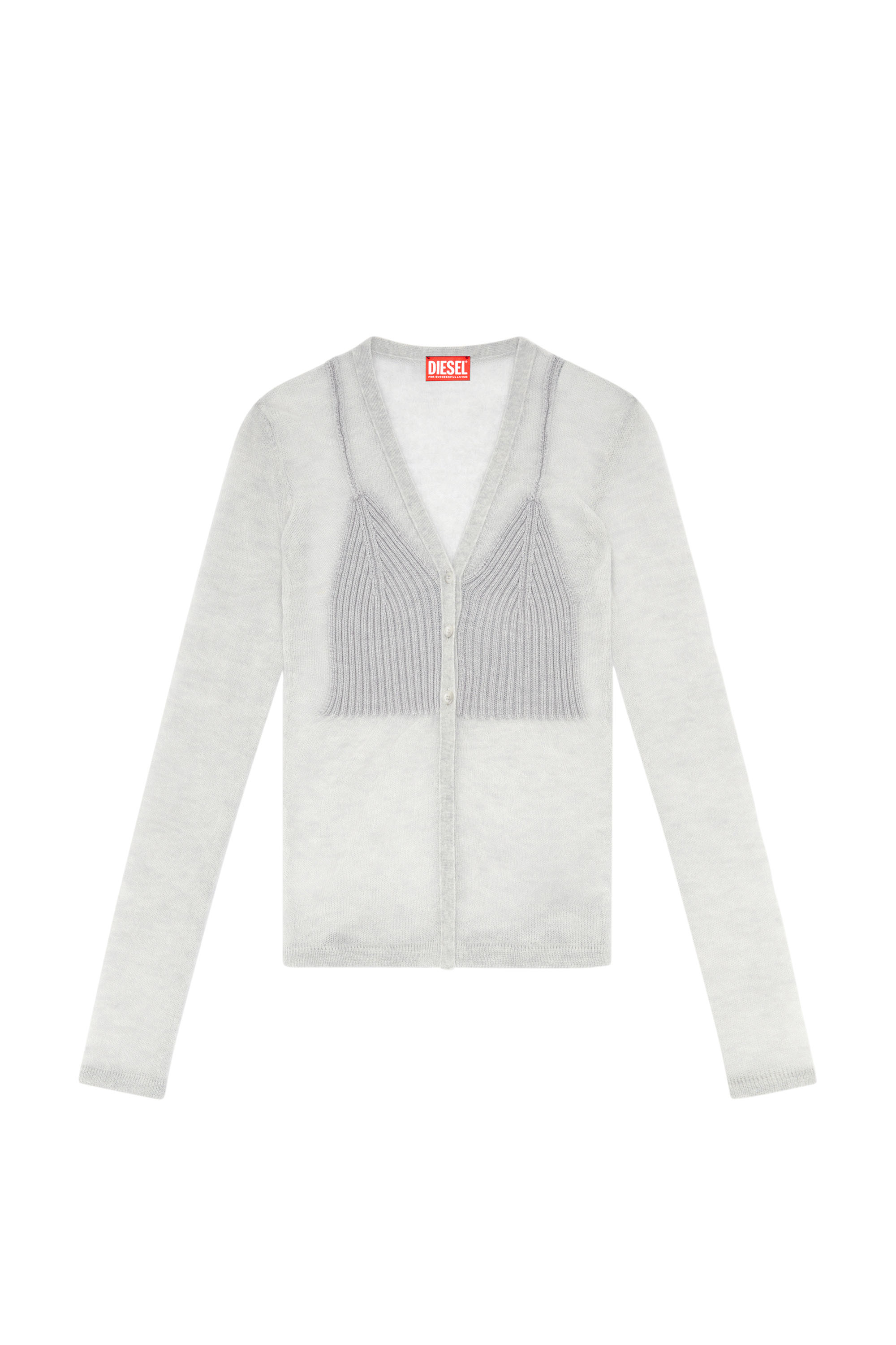 Diesel - M-ARINA, Damen Transparenter Cardigan mit BH-Detail in Grau - Image 6