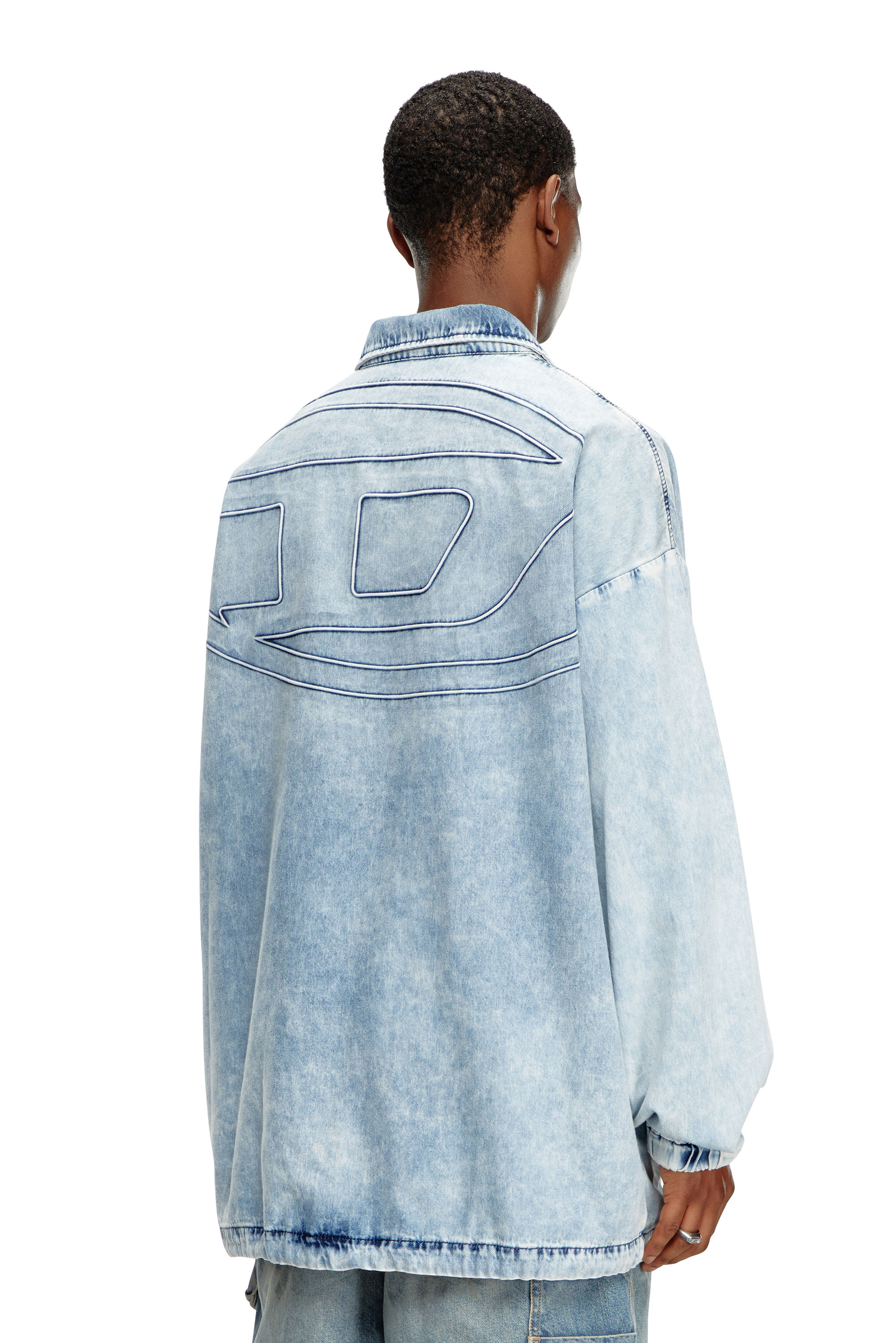 Diesel - D-KRAP-S1, Man's Denim jacket with Oval D in Light Blue - 1