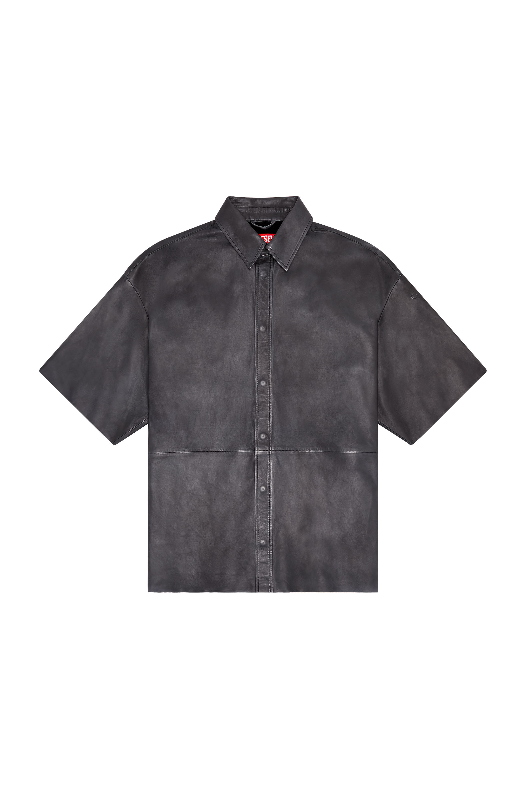 Diesel - S-EMIN-LTH, Herren Oversize-Shirt aus behandeltem Leder in Schwarz - Image 3
