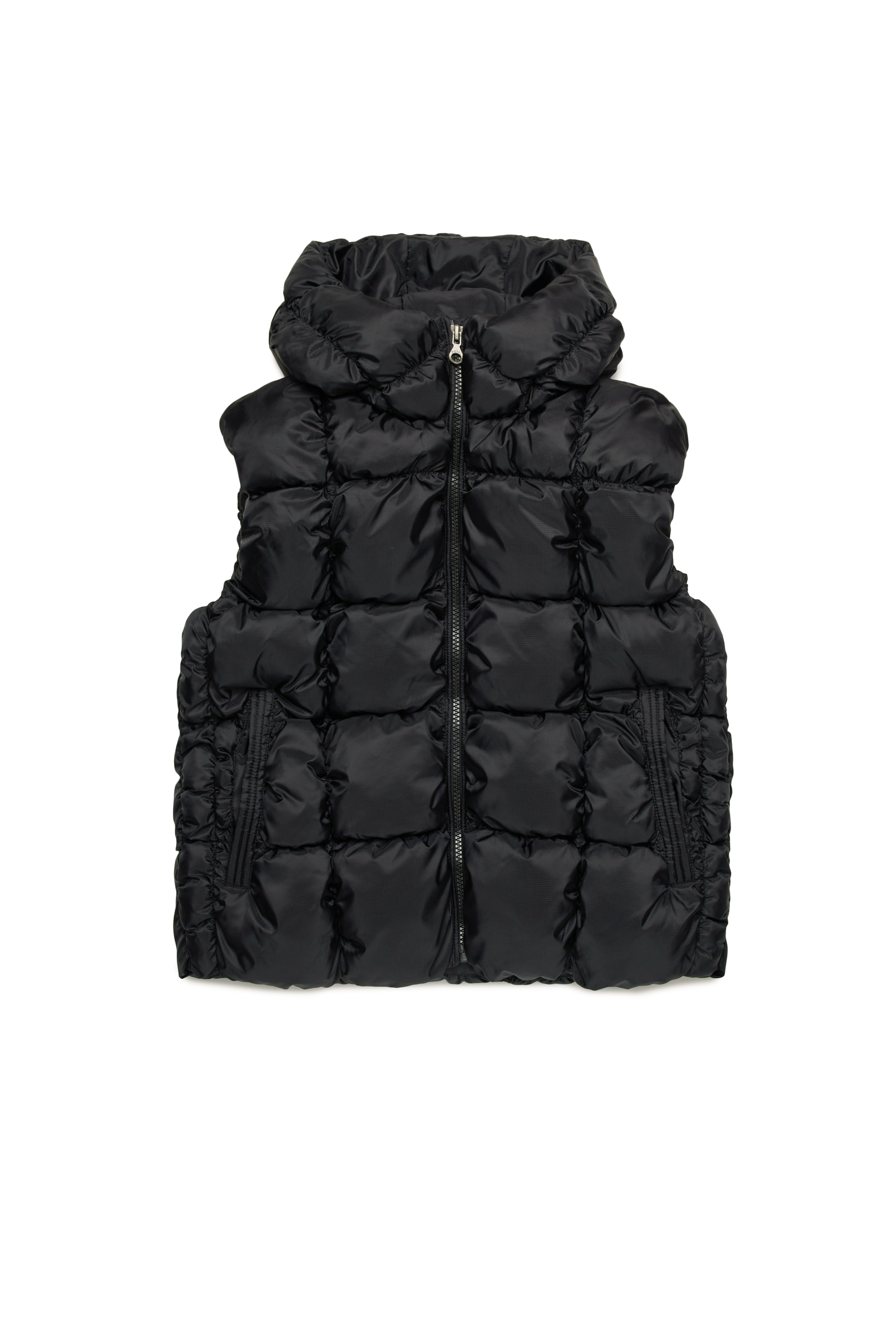 Diesel - JRAMBO, Unisex Puffer-Weste mit Karo-Steppung in Schwarz - Image 1