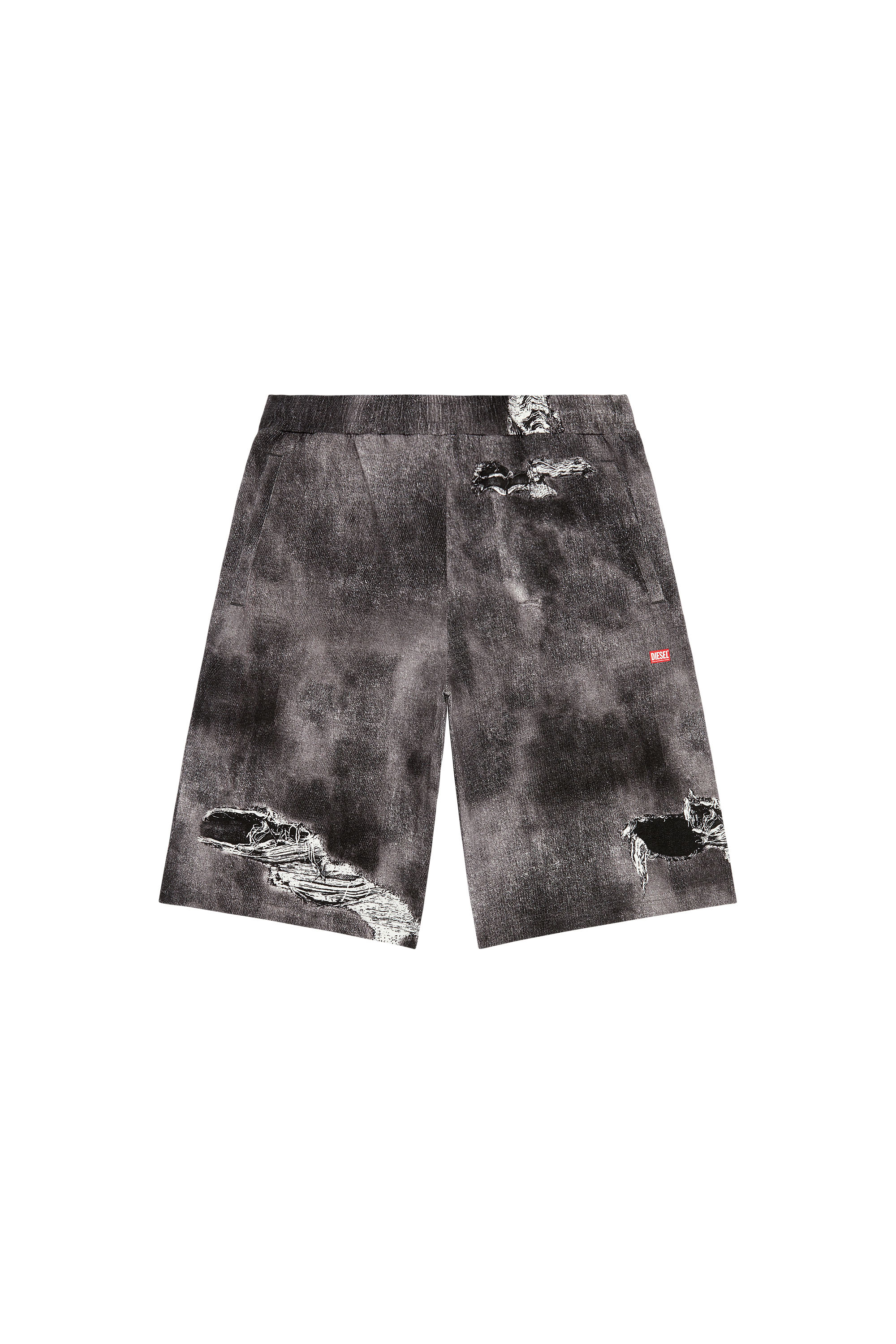 Diesel - P-STON-SHORT, Herren Shorts aus Jersey mit Denim-Print in Schwarz - Image 3