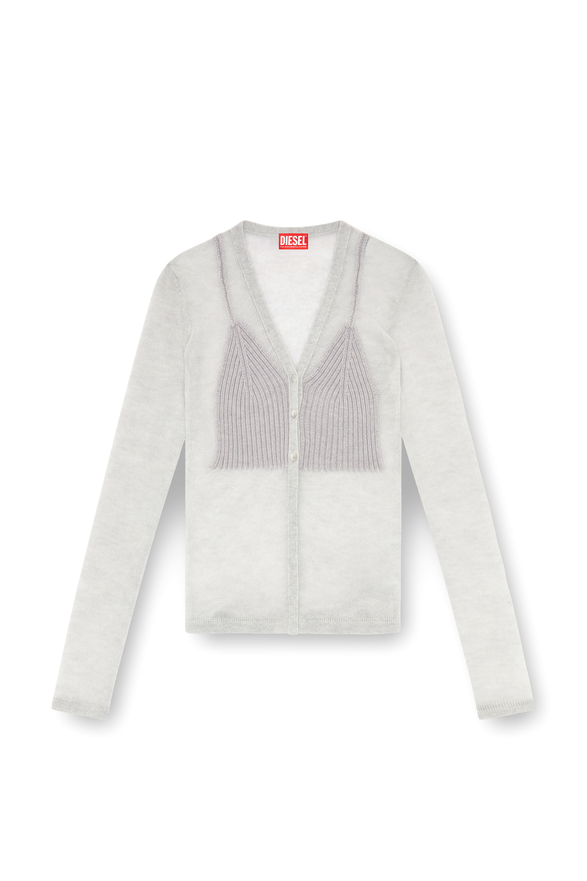 Diesel - M-ARINA, Damen Transparenter Cardigan mit BH-Detail in Grau - Image 5