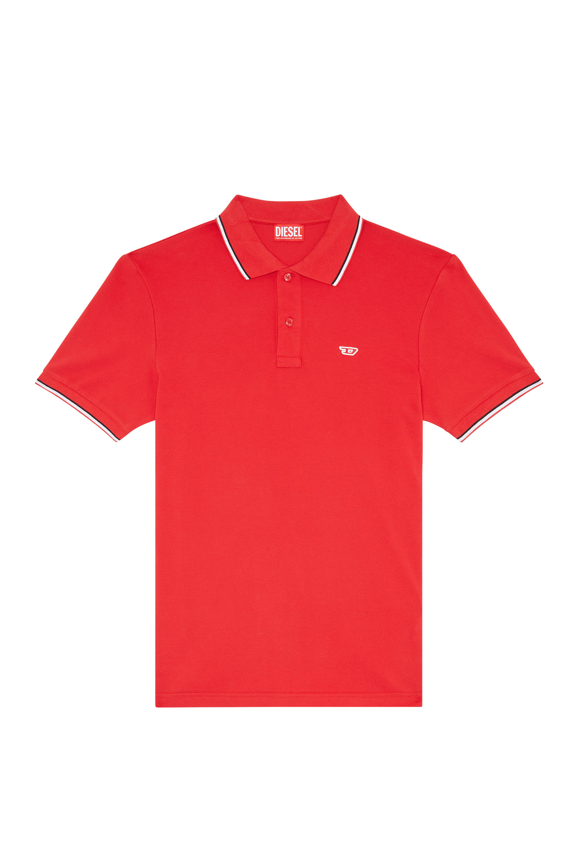 Diesel - T-SMITH-D, Man Polo shirt with striped trims in Red - Image 3