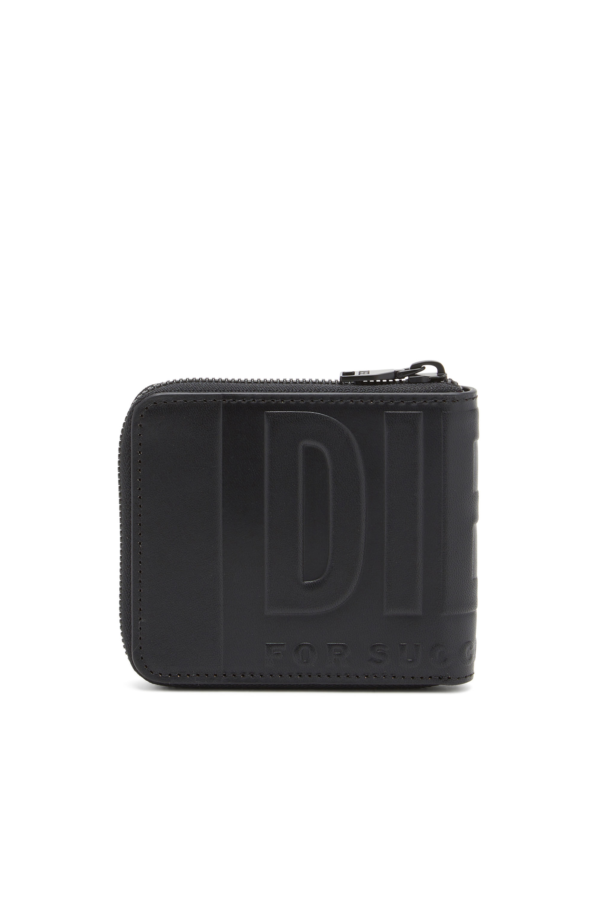 Diesel - DSL 3D BI-FOLD COIN ZIP XS, Herren Portemonnaie aus Leder mit Reißverschluss und Logo-Prägung in Schwarz - Image 2