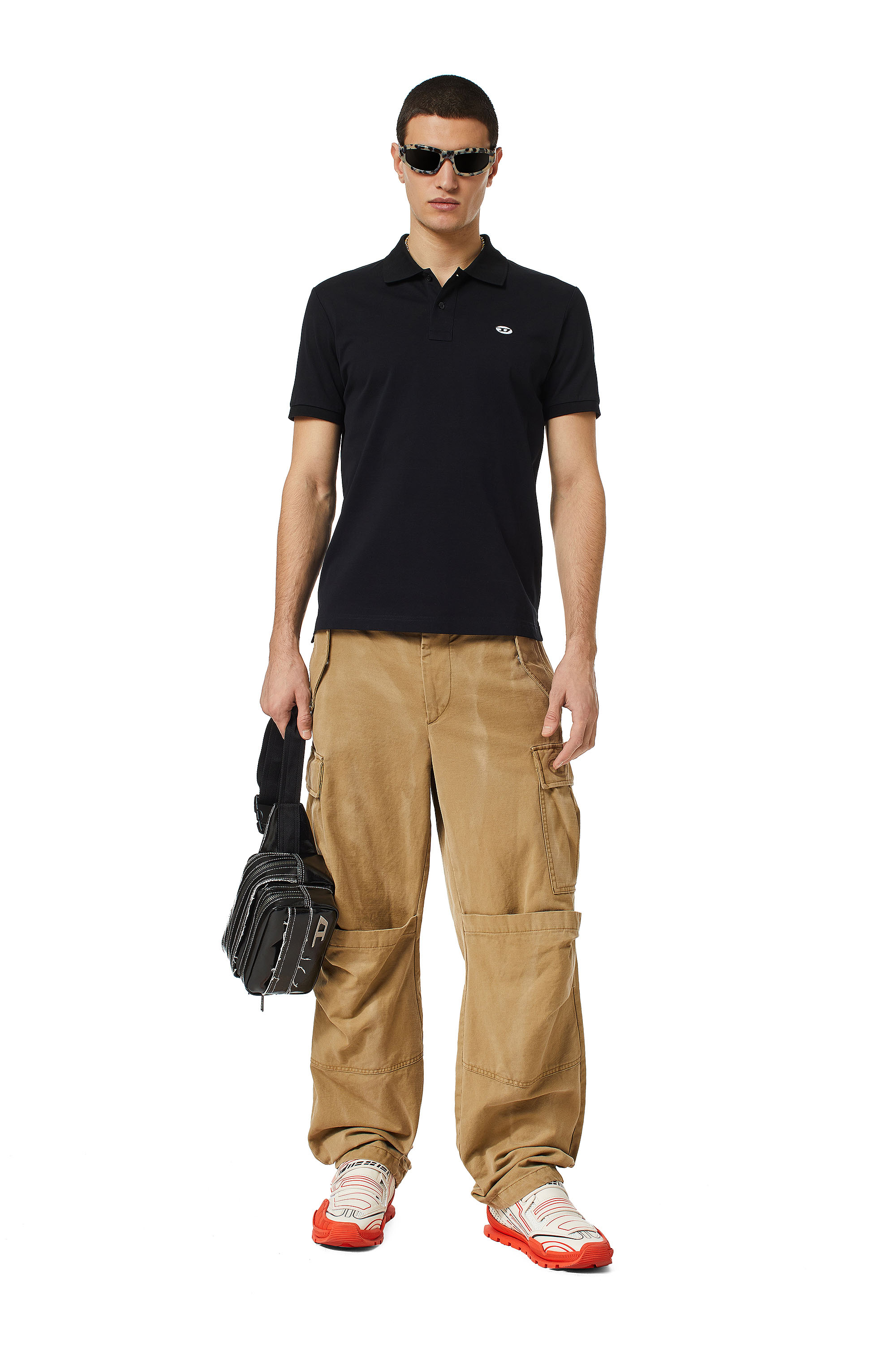 Diesel - T-SMITH-DOVAL-PJ, Man Polo shirt with oval D patch in Black - Image 2