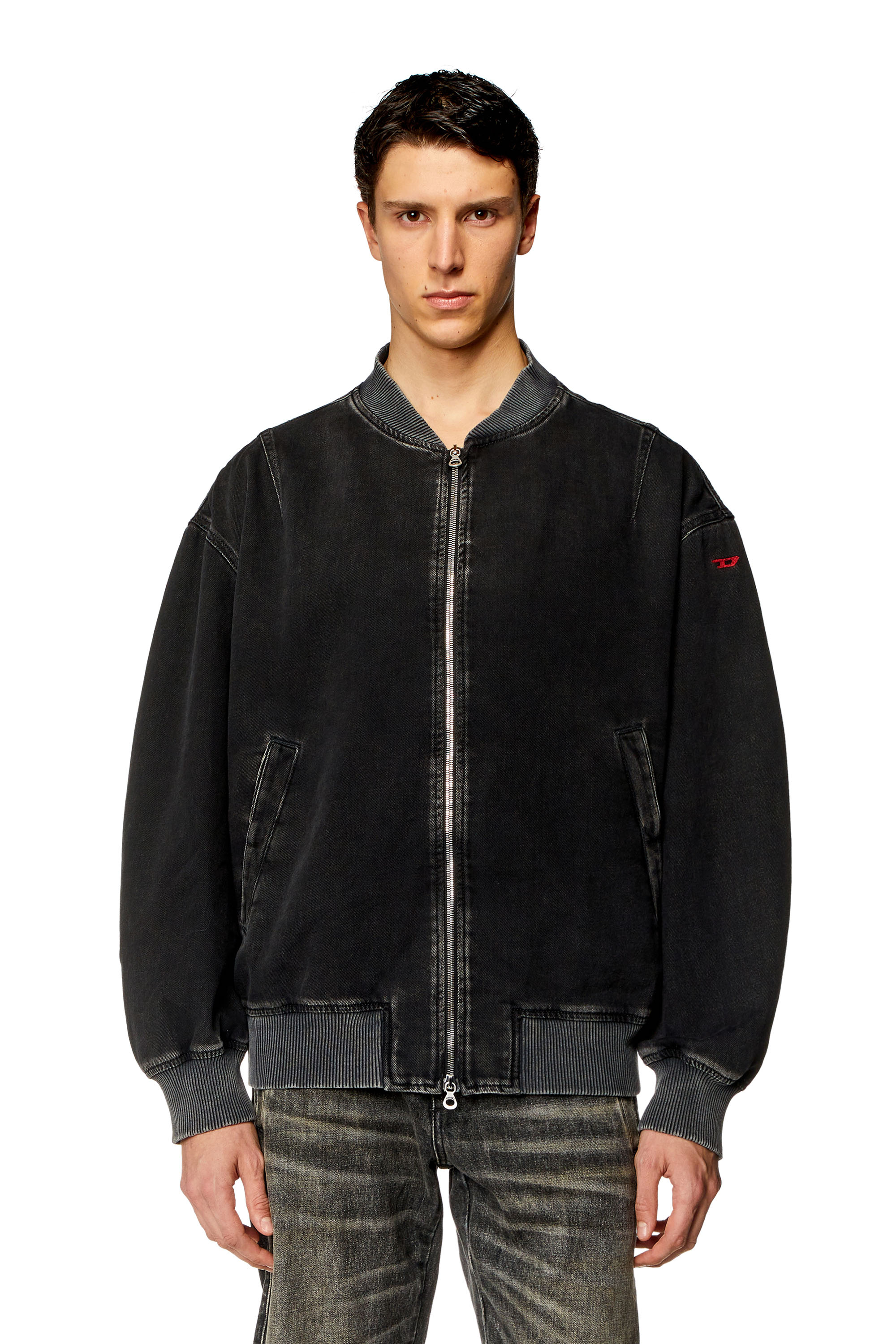 Diesel - D-VINZ, Herren Bomberjacke aus Denim in cleaner Waschung in Schwarz - Image 6