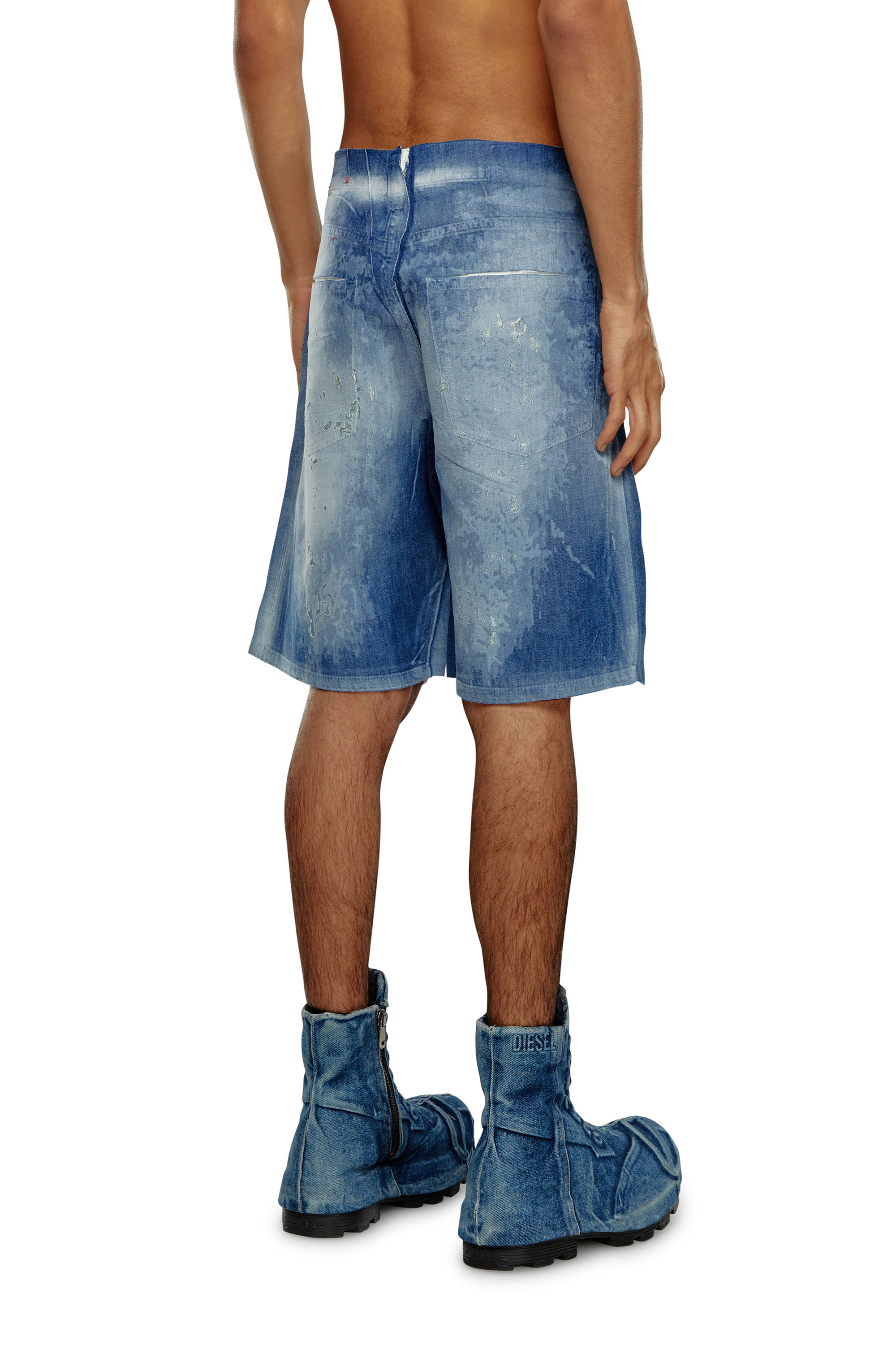 Diesel - D-SHORTY-FSE, Herren Shorts aus Peel-Off-Denim in Blau - Image 4