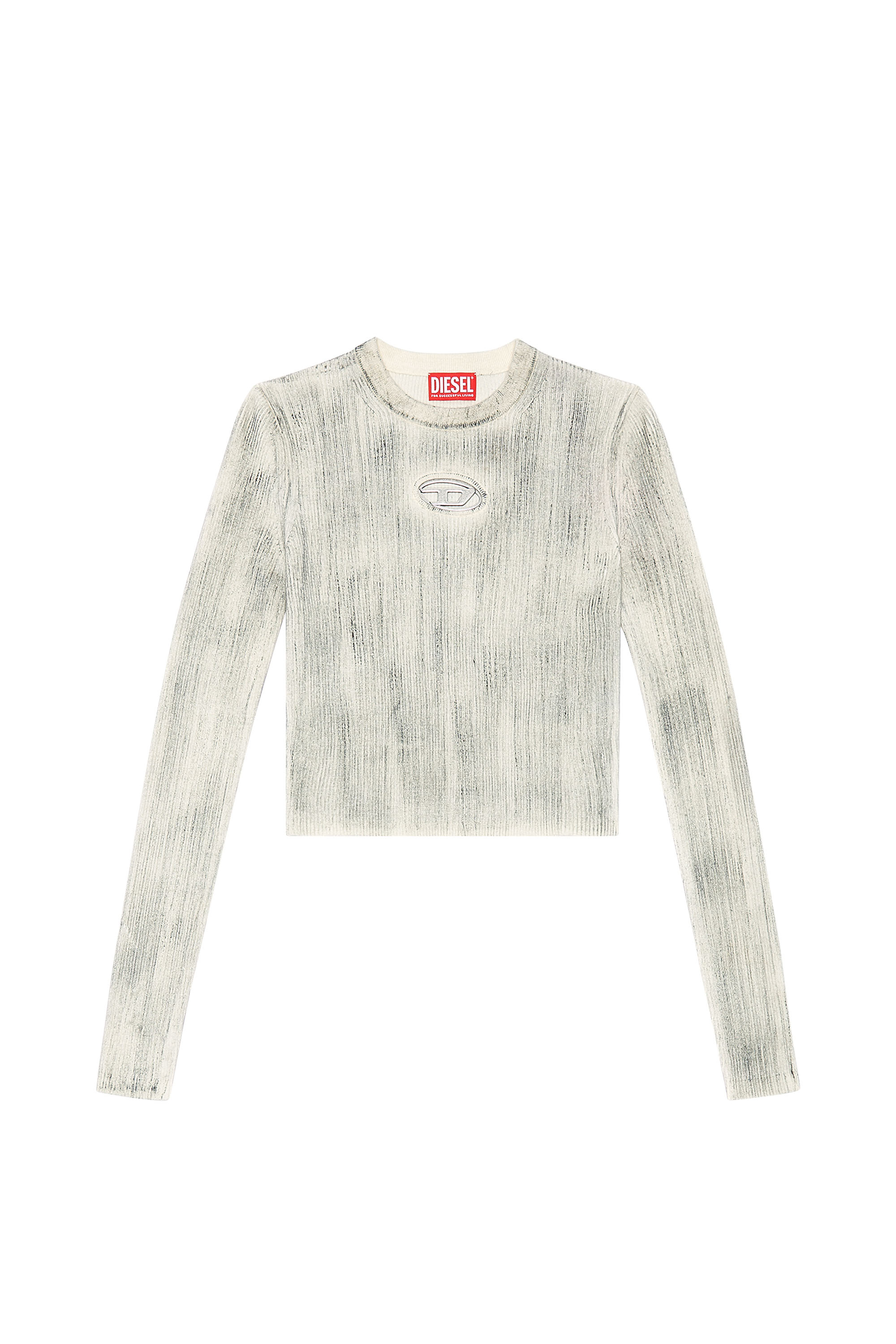 Diesel - M-ZOEY-C, Damen Geripptes Rundhals-Top mit Oval D-Plakette in Grau - Image 5