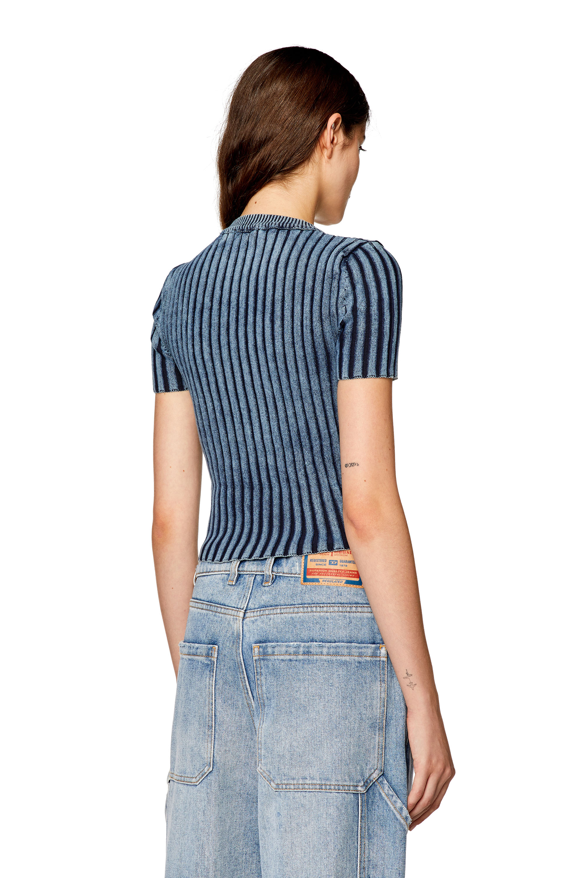 Diesel - M-ANAHEIM, Woman Top with D plaque in Blue - Image 3