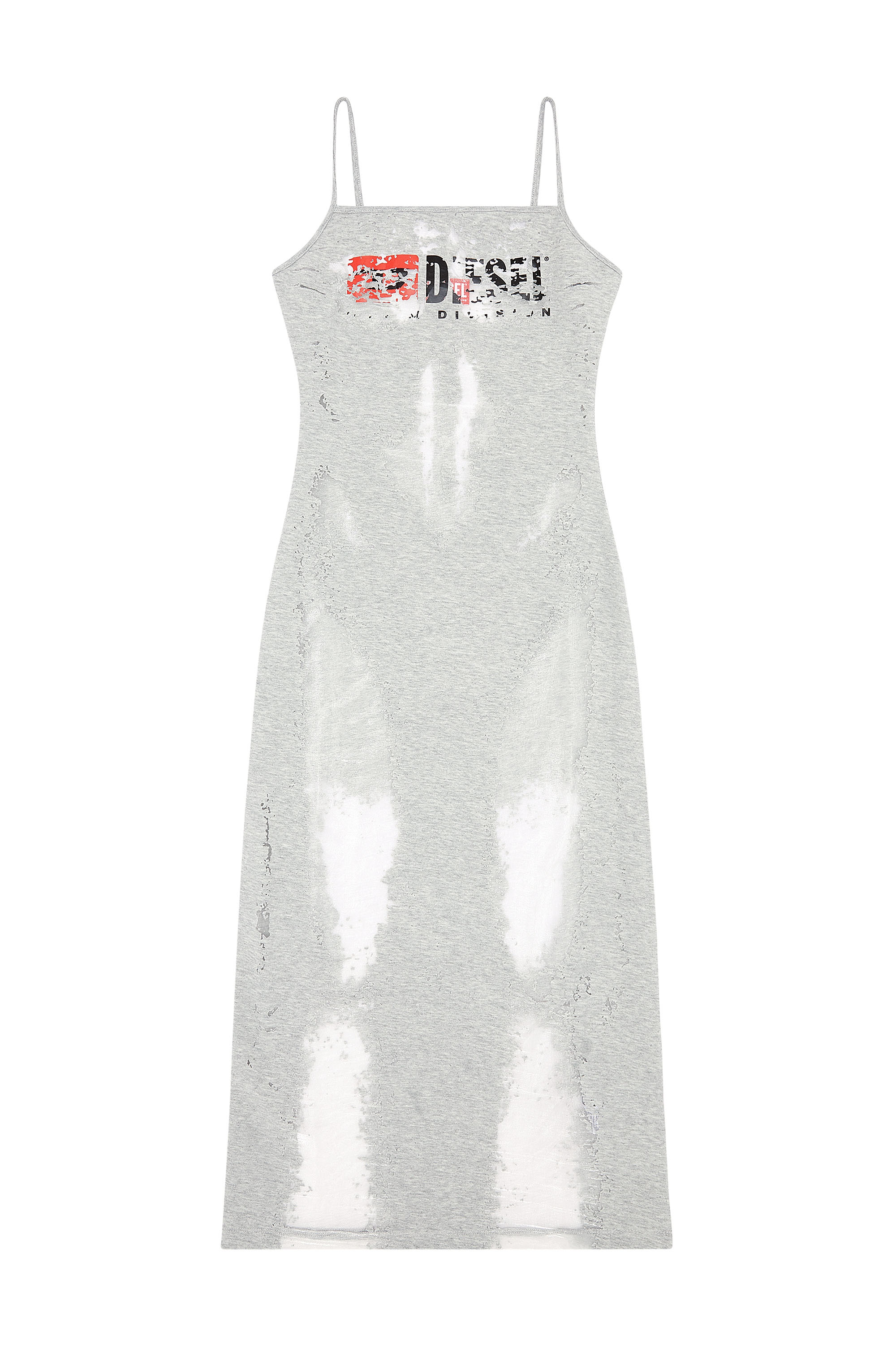 Diesel - D-HOPER-DEVO, Damen Kleid aus Jersey mit transparenten Effekten in Grau - Image 5