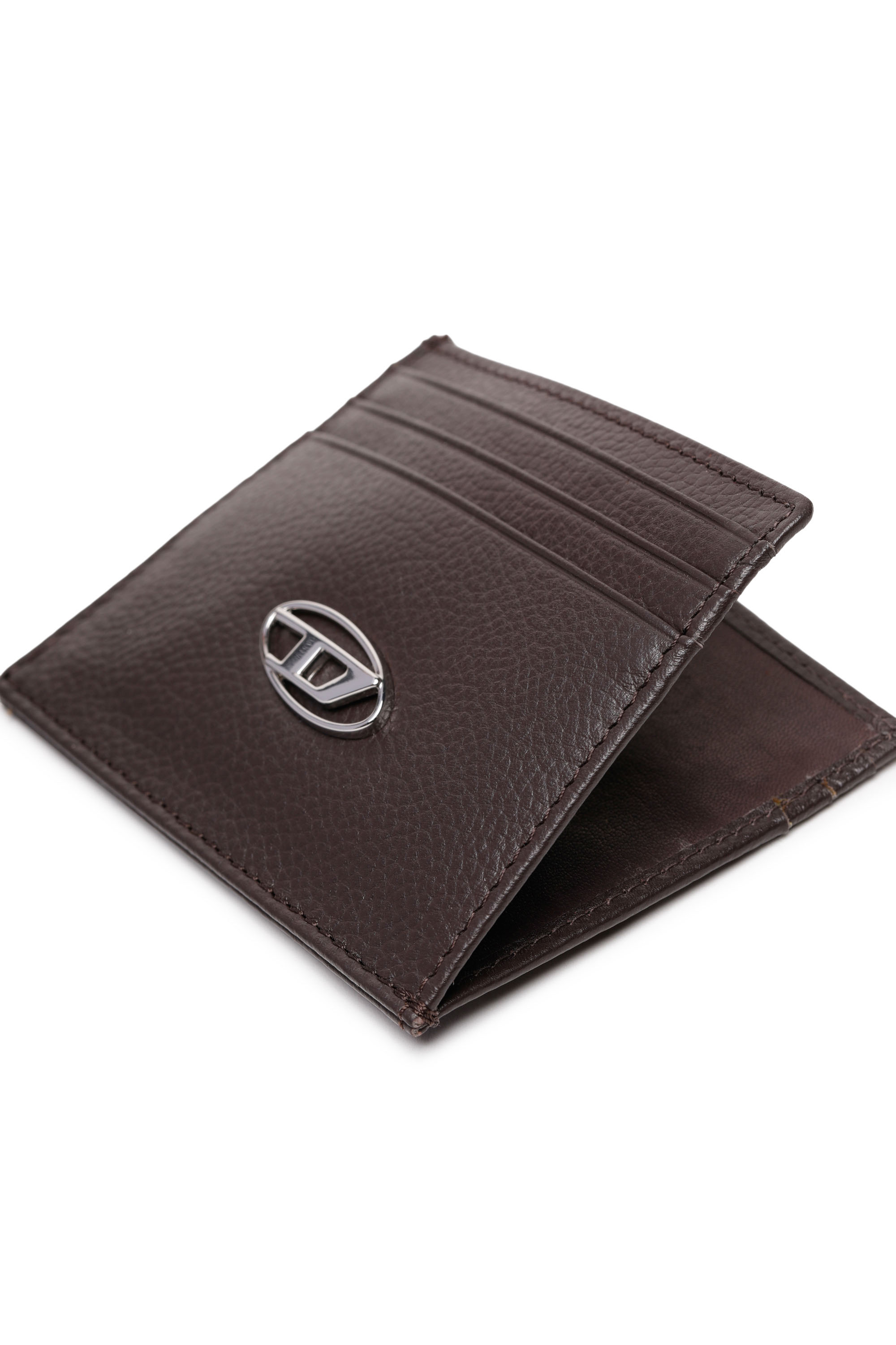 Diesel - CARD CASE, Herren Kartenetui aus genarbtem Leder in Braun - Image 3