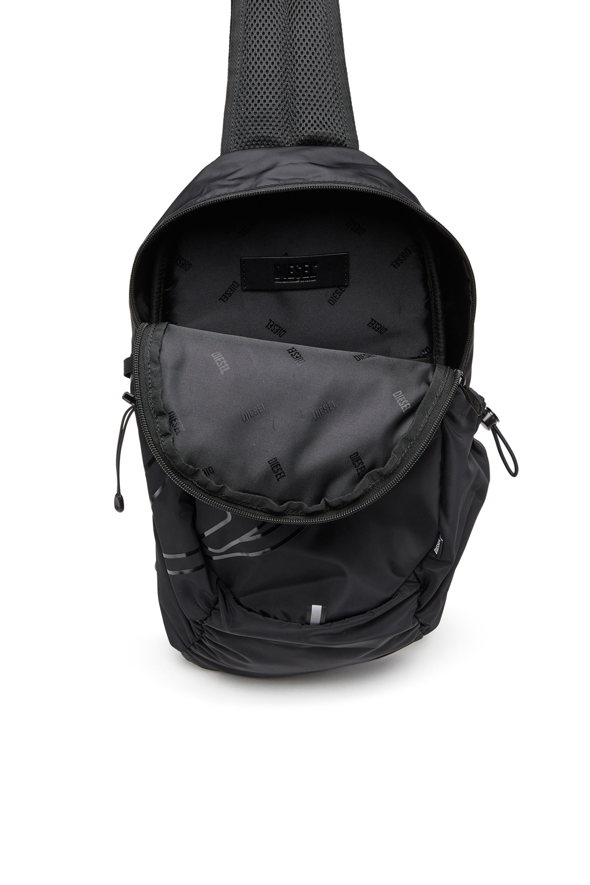 Diesel - DRAPE SLING BAG, Herren Drape-Sling-Rucksack aus Nylon mit farbgleichem Logo in Schwarz - Image 4