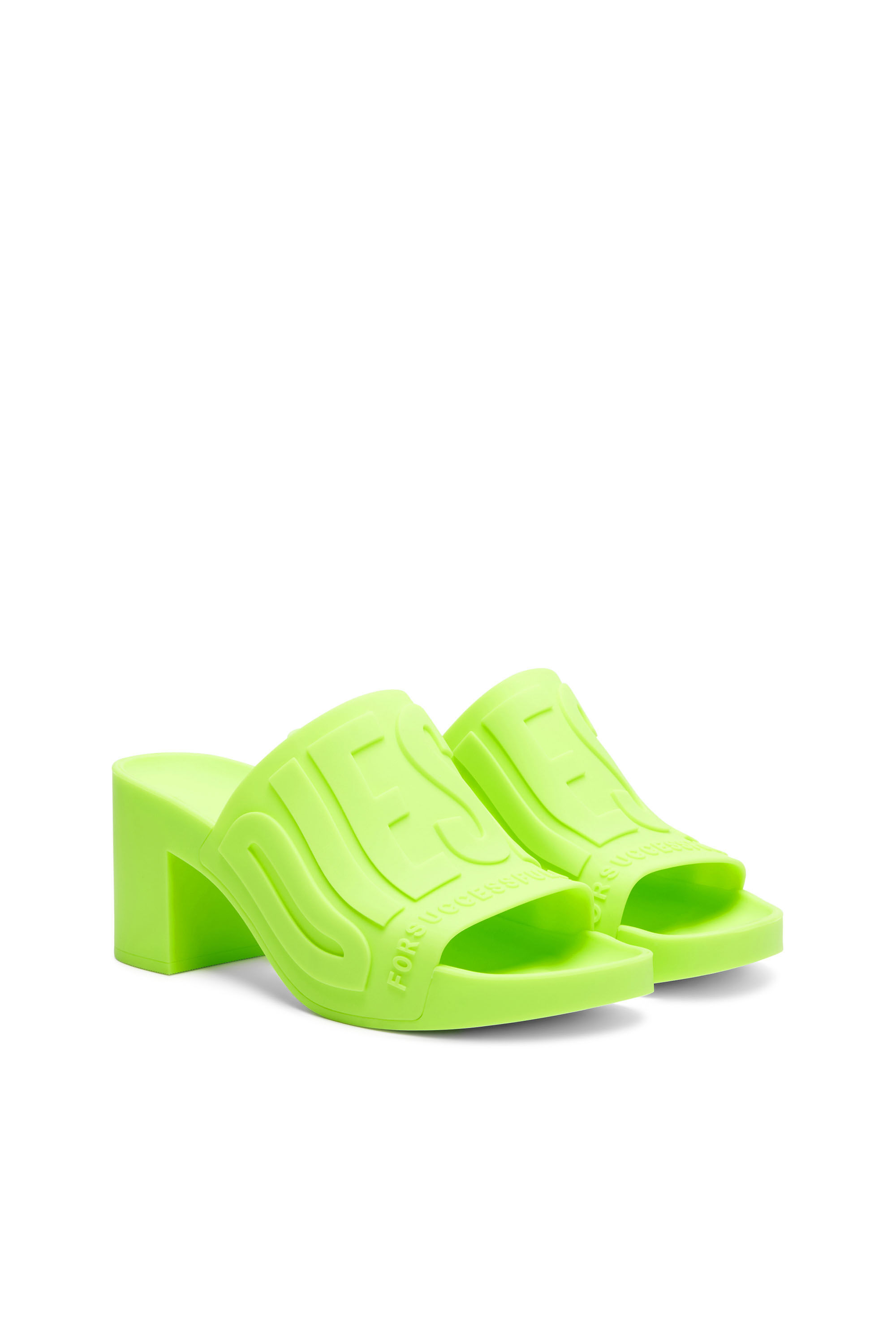 Diesel - SA-PAMELA H, Woman Sa-Pamela H - Heeled neon rubber pool slides in Green - Image 2