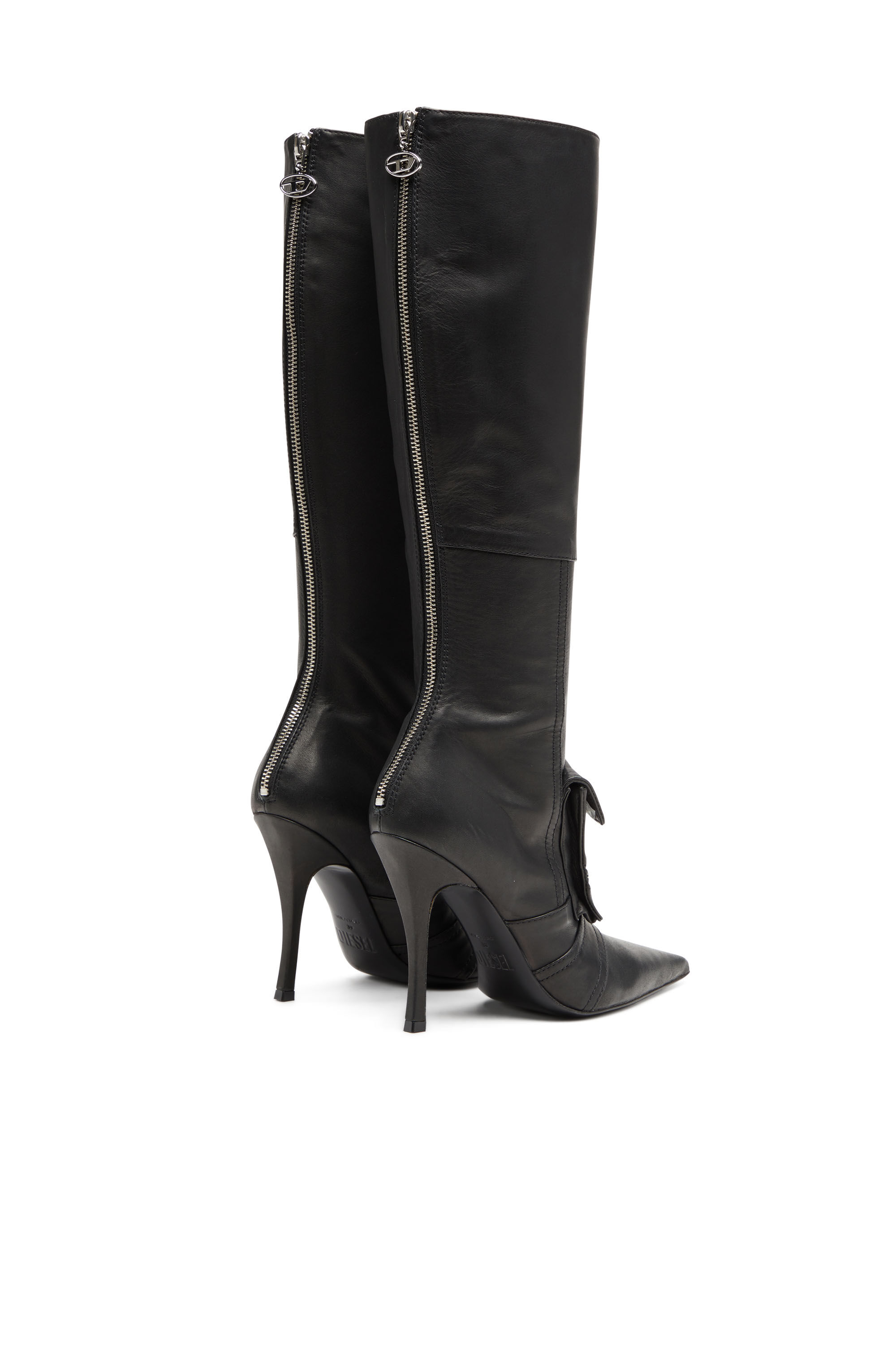 Diesel - D-VENUS POCKET HBT, Damen D-Venus Pocket Hbt Boots - Kniehohe Stiefel mit Utility-Taschen in Schwarz - Image 3