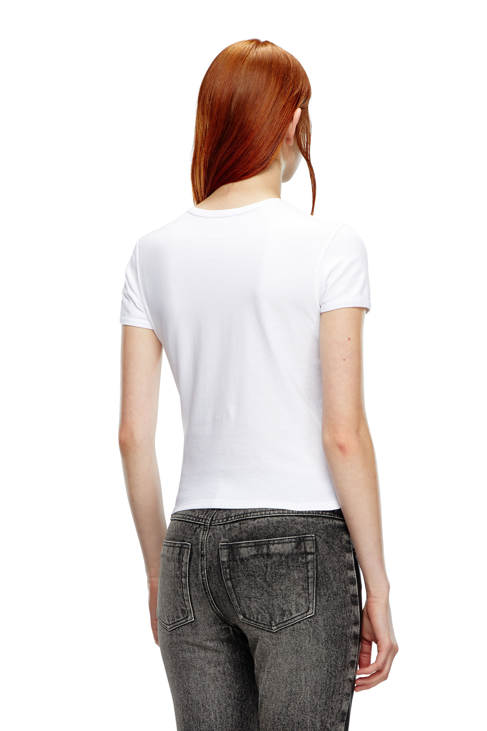 Diesel - T-UNCUTIE-LONG-OD, Woman's T-shirt with injection-moulded Oval D in White - 4