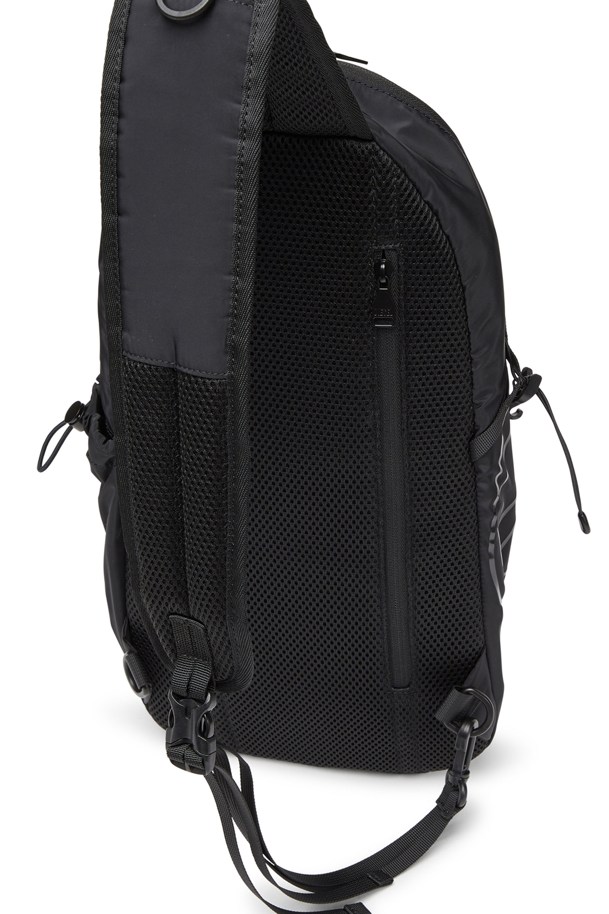Diesel - DRAPE SLING BAG, Man Drape-Nylon sling backpack with tonal logo in Black - Image 5
