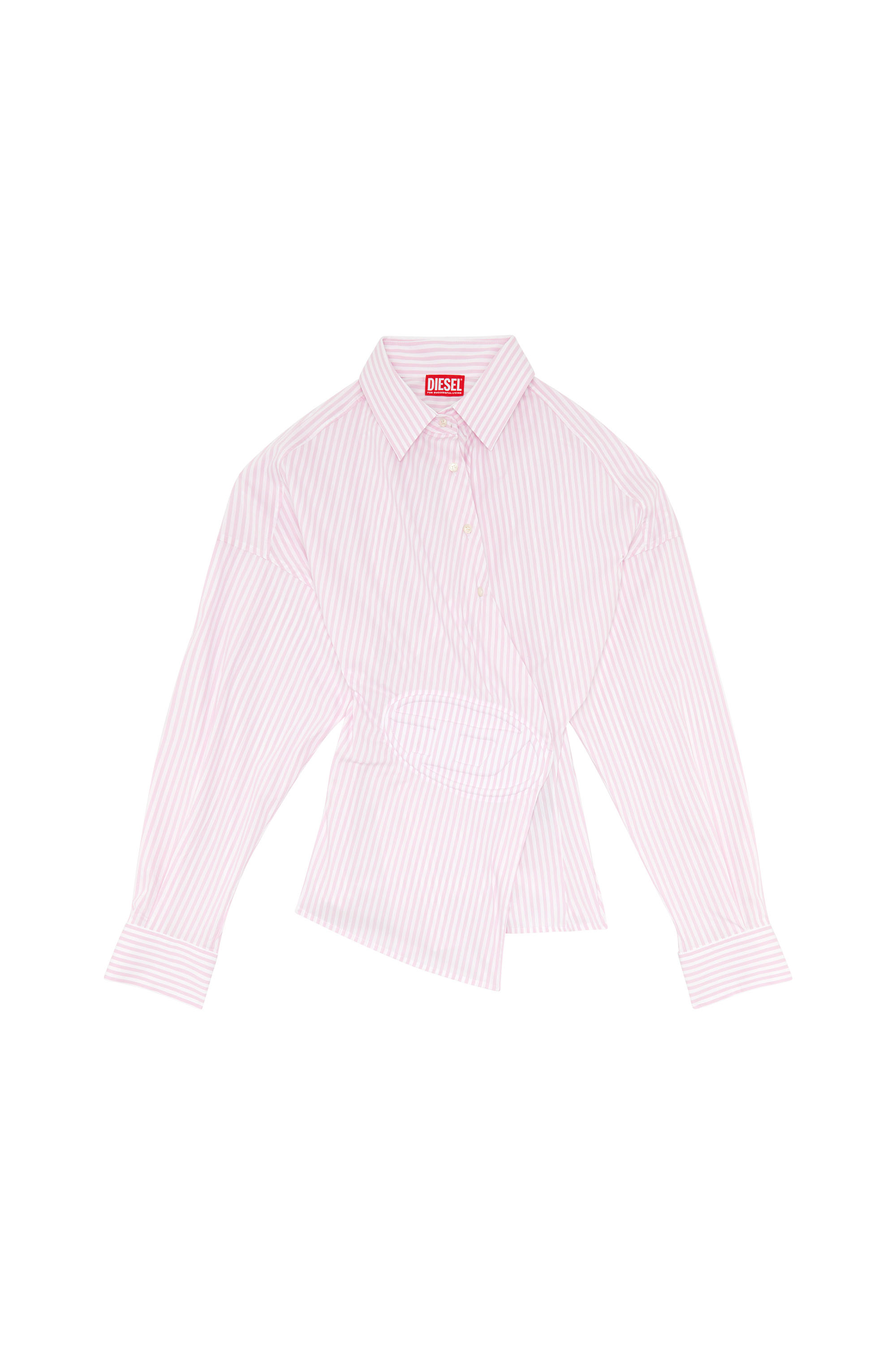 Diesel - C-SIZ-N2, Woman Striped wrap shirt with embossed logo in Pink - Image 3