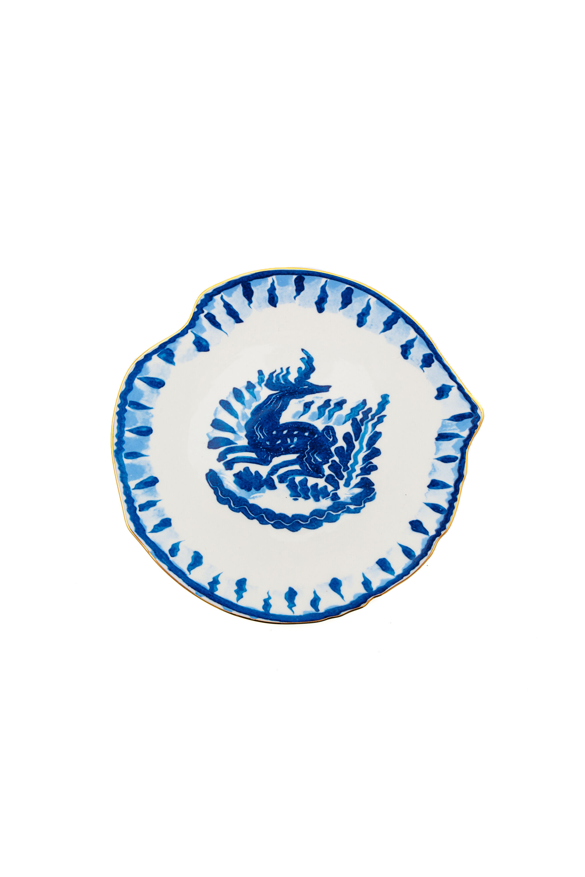 Diesel - 11230 DESSERT PLATE IN PORCELAIN "CLASSI, Unisex's Porcelain dessert plate in White/Blue - 1