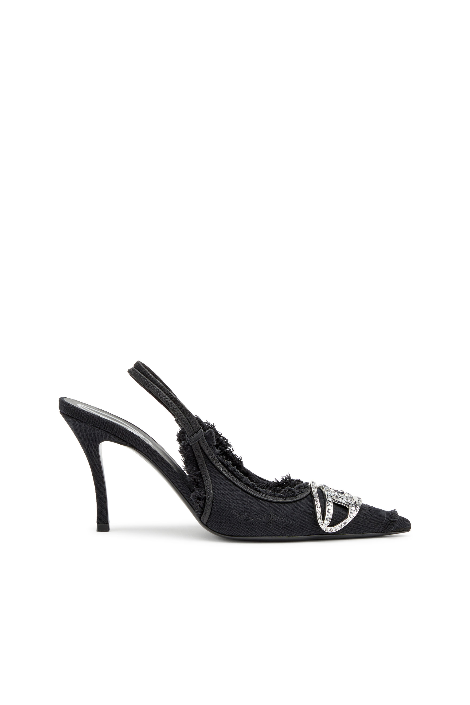 Diesel - D-VENUS SB, Woman's D-Venus-Slingback pumps in distressed canvas in Black - 1