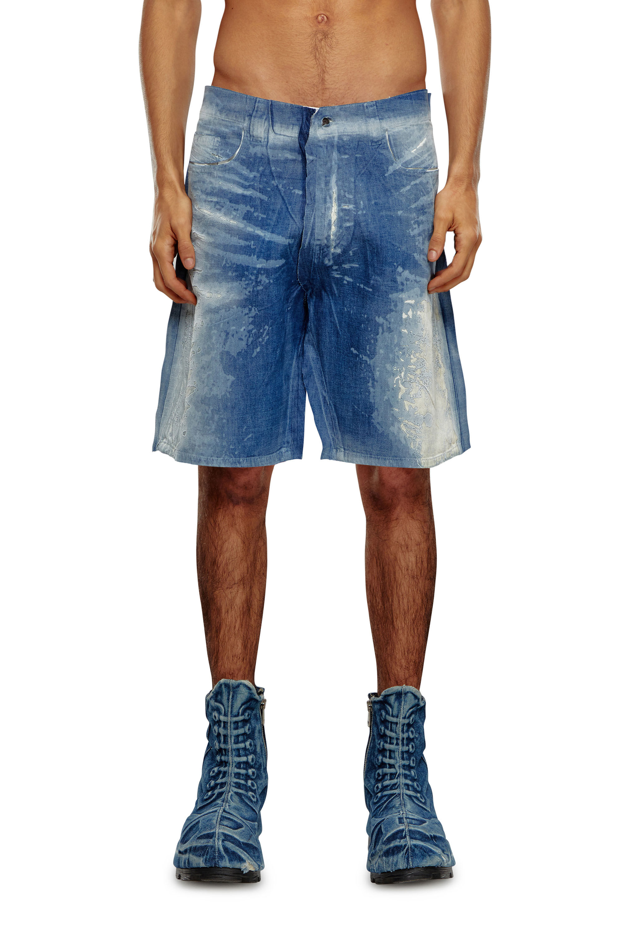 Diesel - D-SHORTY-FSE, Man Shorts in peel-off denim in Blue - Image 3