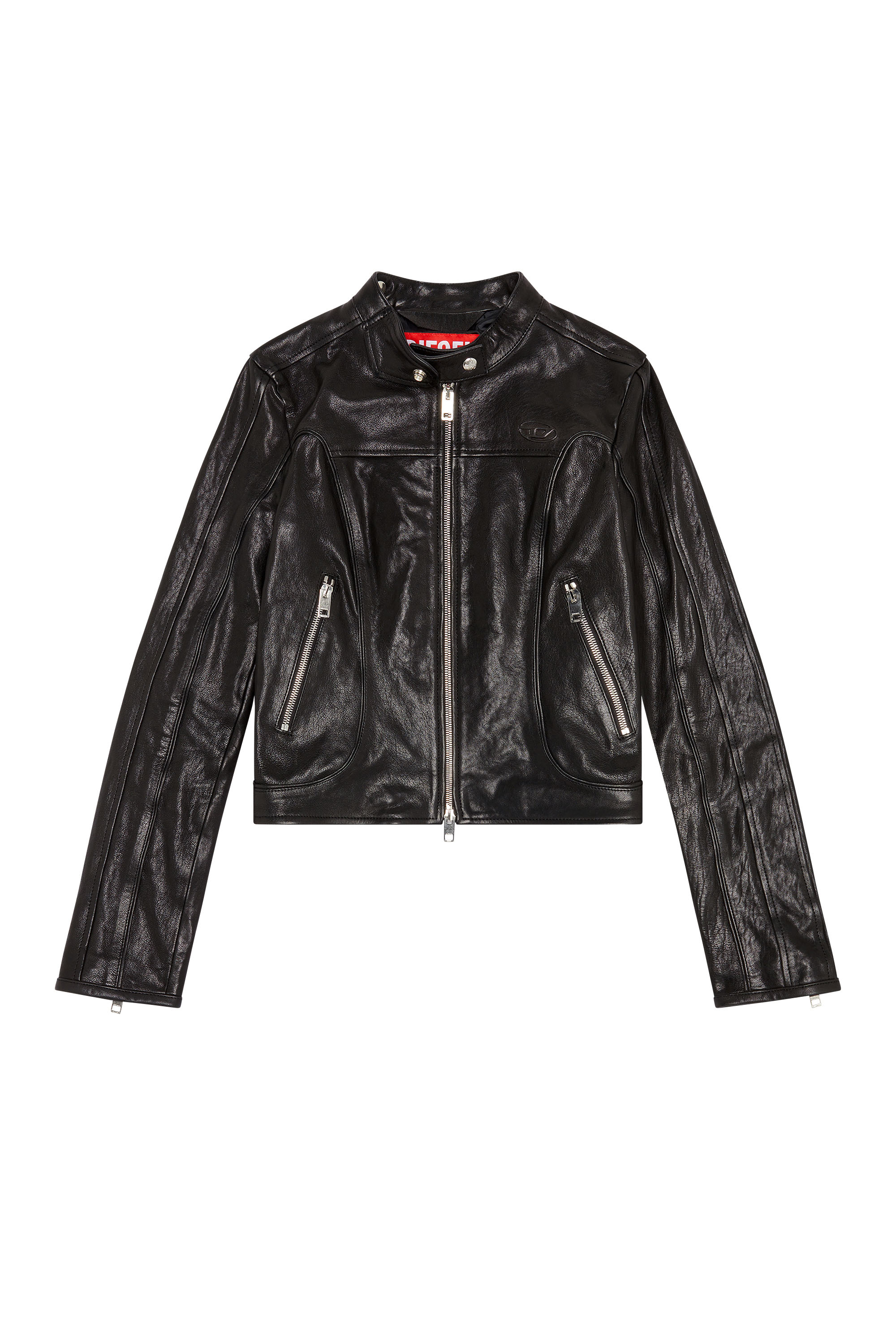 Diesel - L-FOXI, Femme Veste en cuir avec D embossé in Noir - Image 3