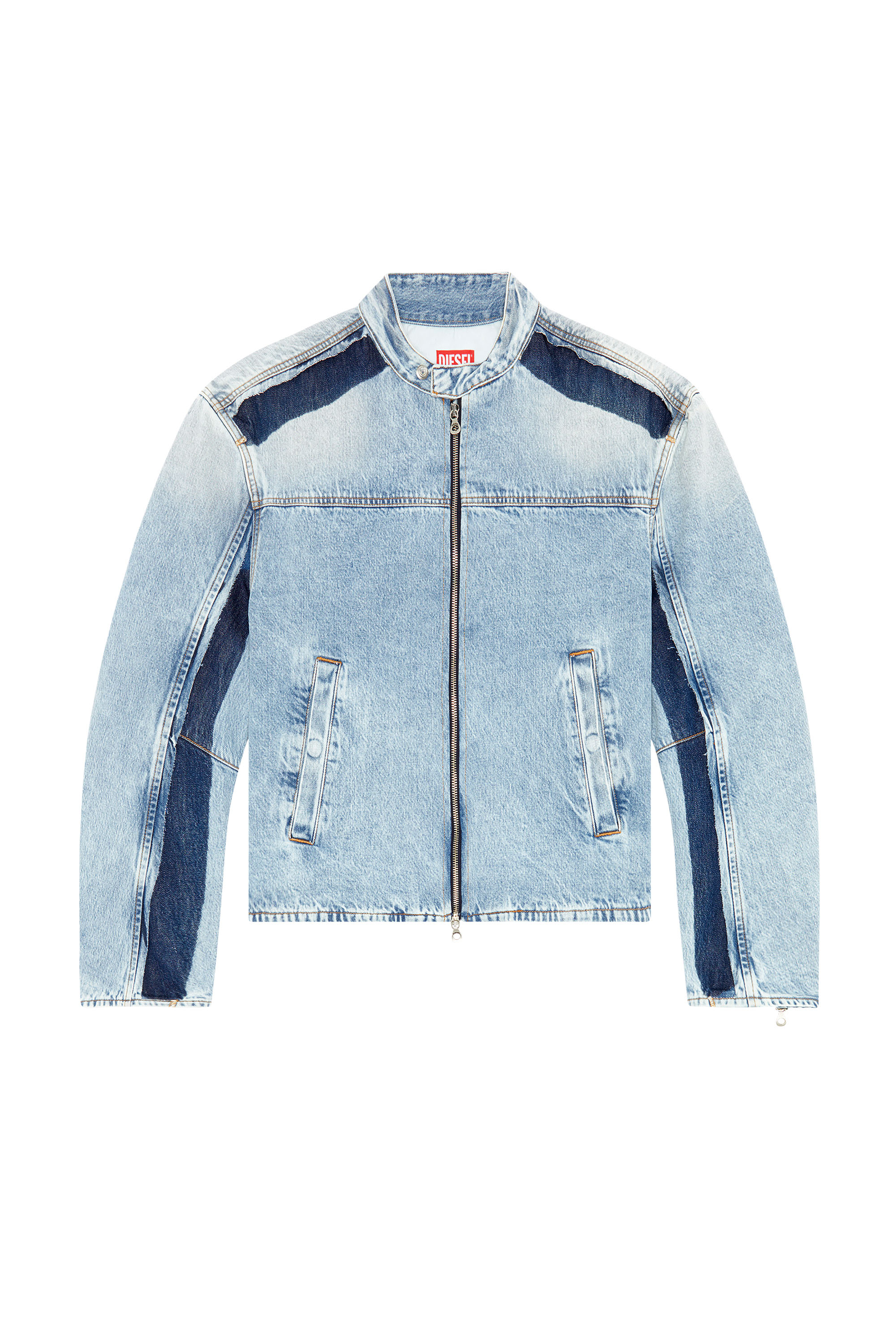 Diesel - D-MARGE-S1, Man Zipped jacket in two-tone denim in Blue - Image 3