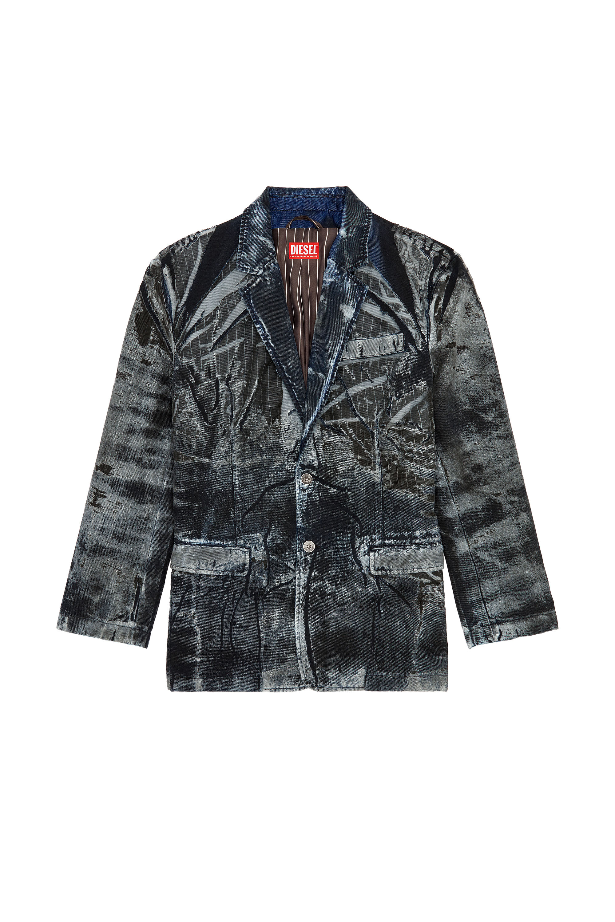 Diesel - D-BLA-DEV-FSE, Mixte Blazer en denim dévoré à fines rayures in Polychrome - Image 8