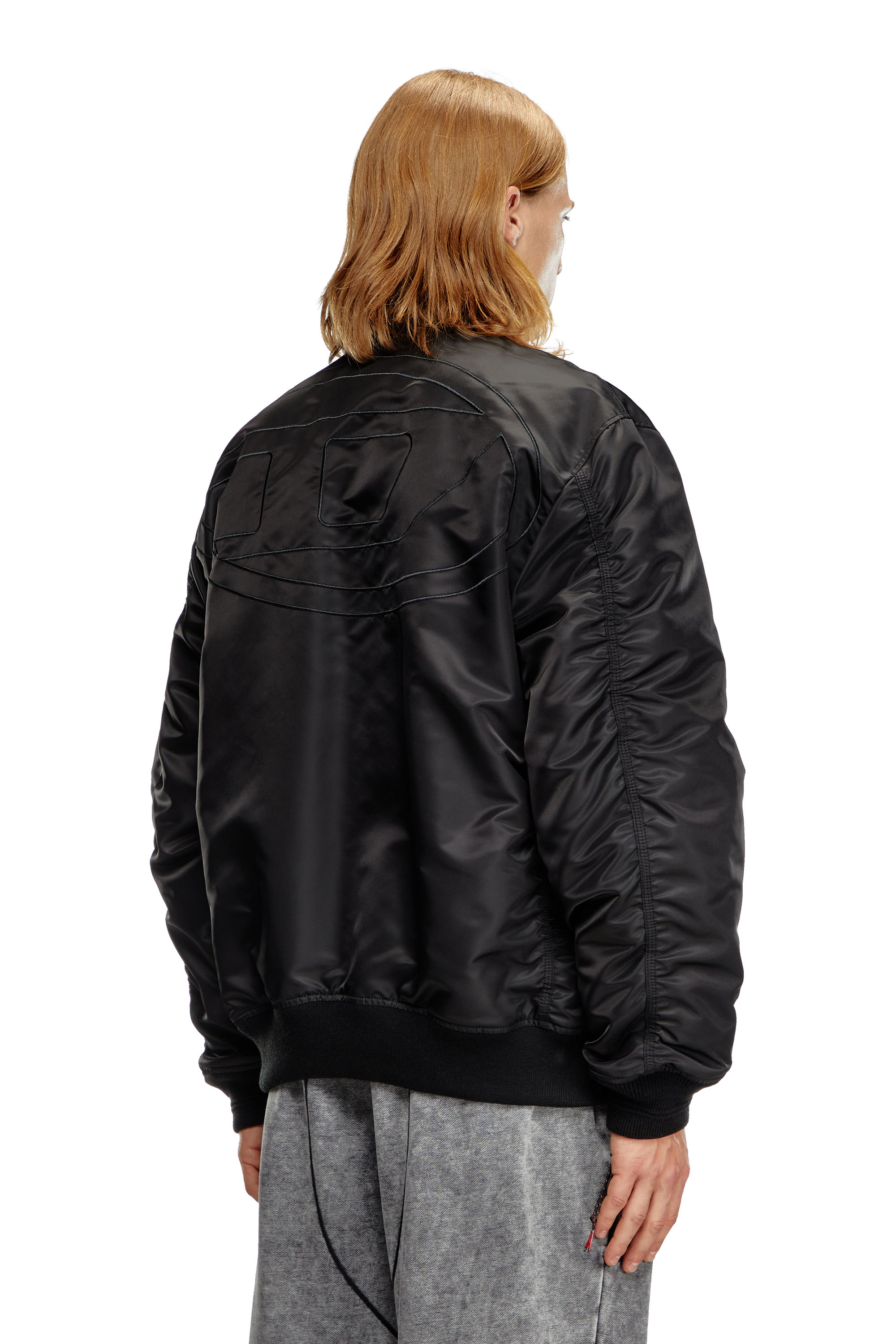 Diesel - J-HELD, Man Bomber in padded nylon with Oval D in Black - Image 4