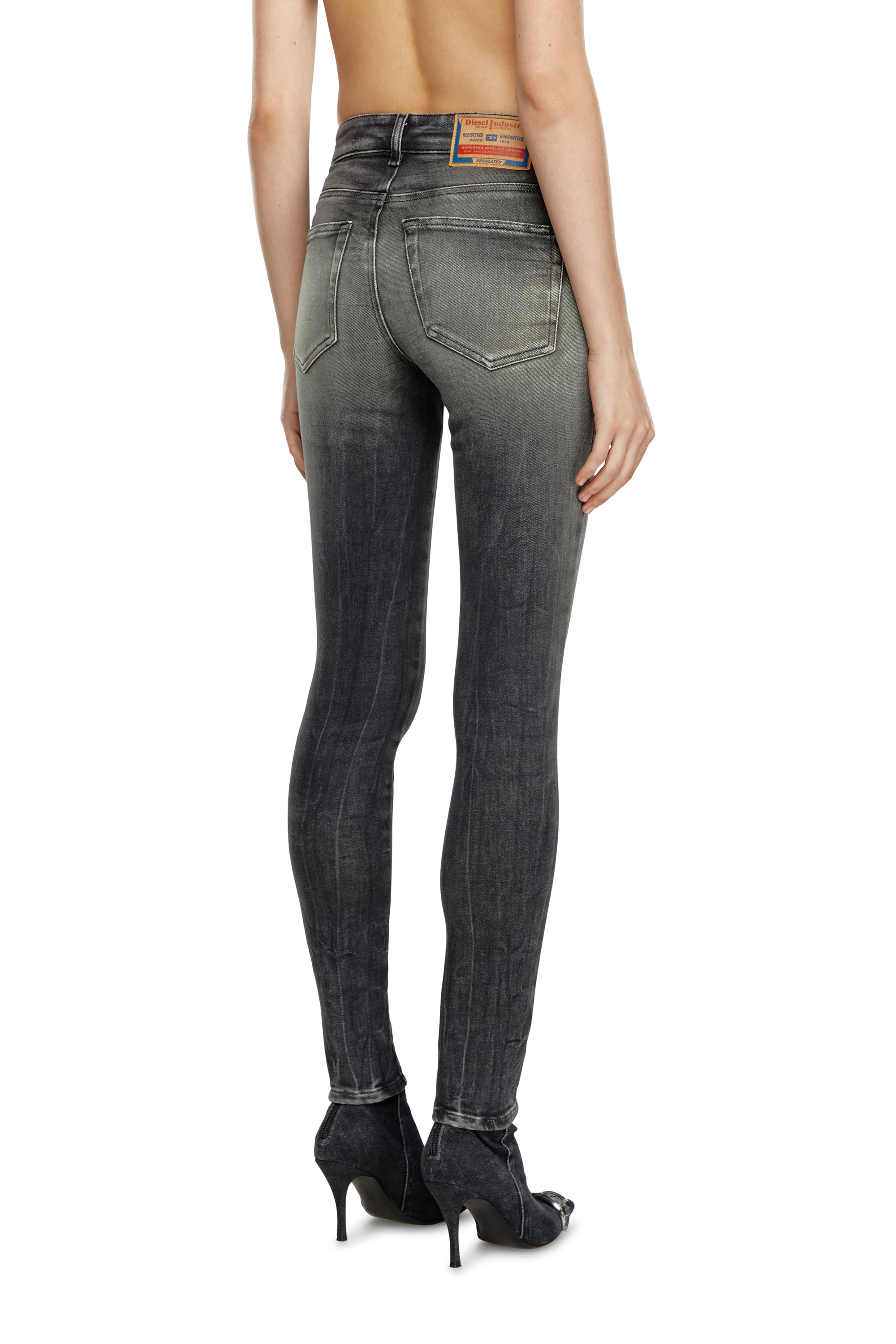 Diesel - Skinny Jeans 2017 Slandy 09J08 Femme, Noir/Gris foncé - Image 4