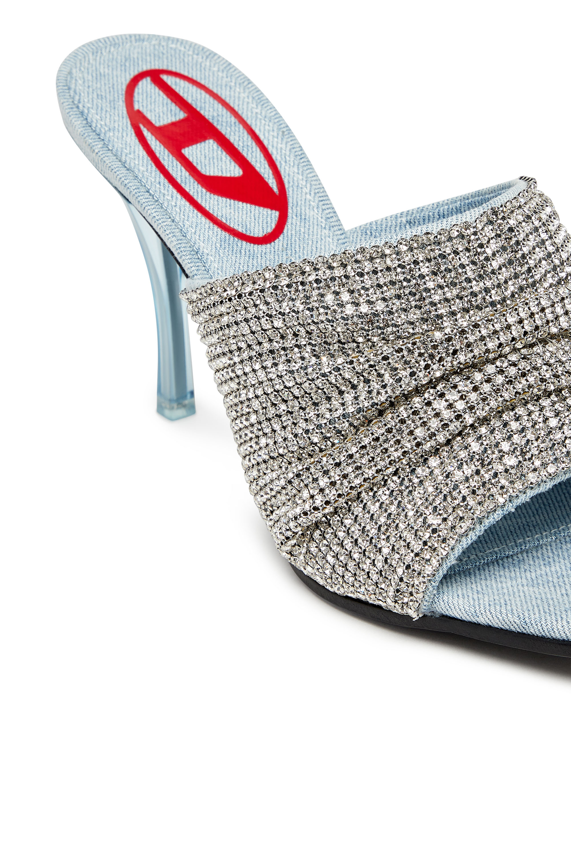 Diesel - D-SYDNEY SDL S, Woman D-Sydney Sdl S Sandals - Mule sandals with rhinestone band in Silver - Image 5