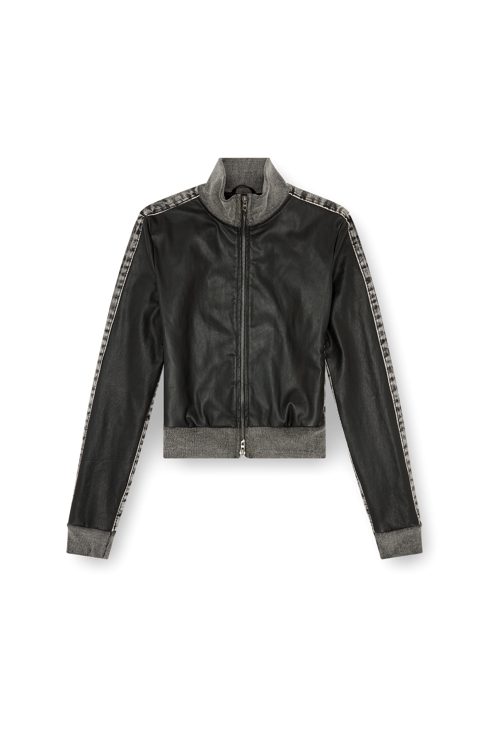 Diesel - L-EADER, Femme Veste hybride en cuir et denim in Noir - Image 3