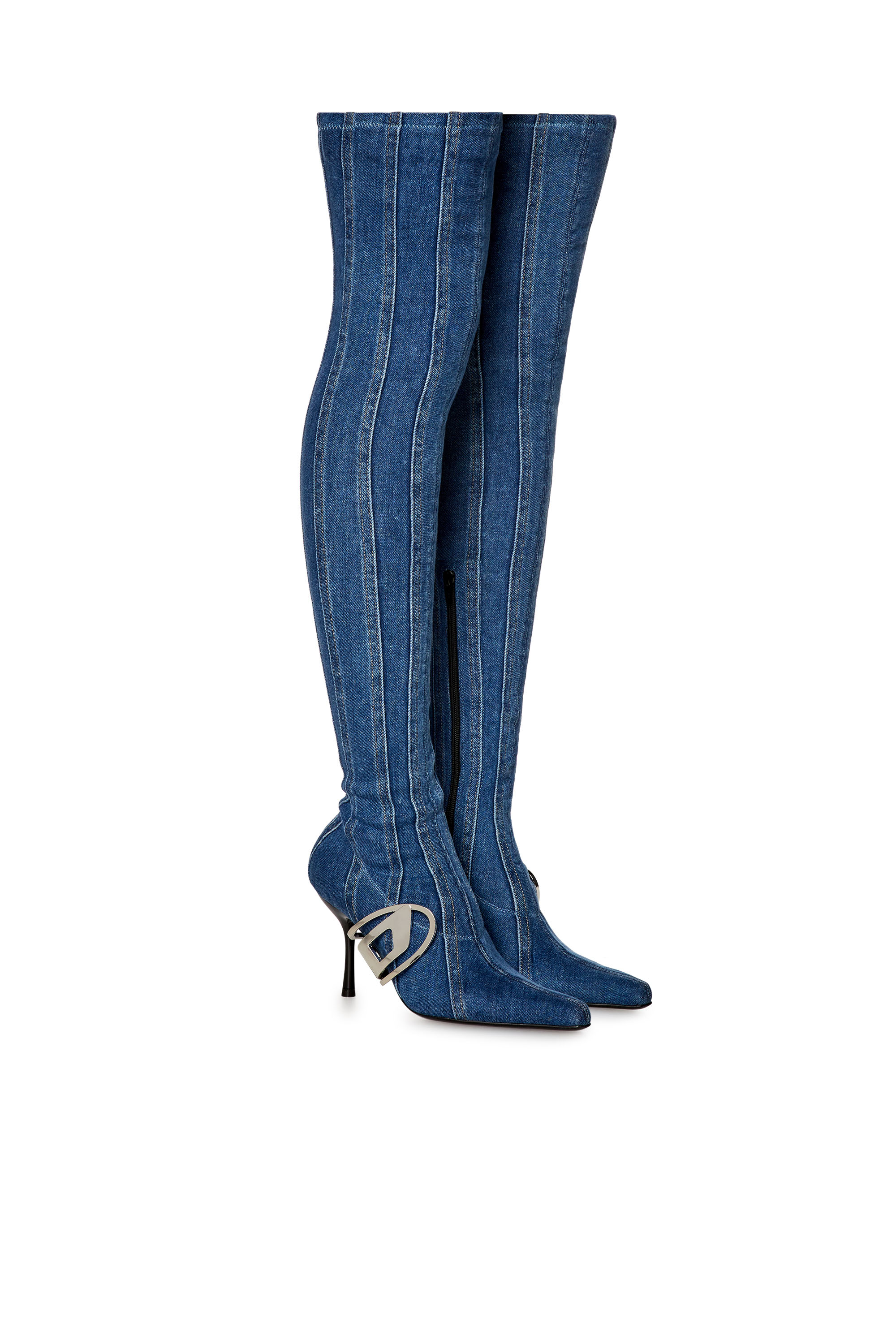 Diesel - D-ECLIPSE TBT C, Femme D-Eclipse TBT C - Cuissardes en denim stretch in Bleu - Image 2