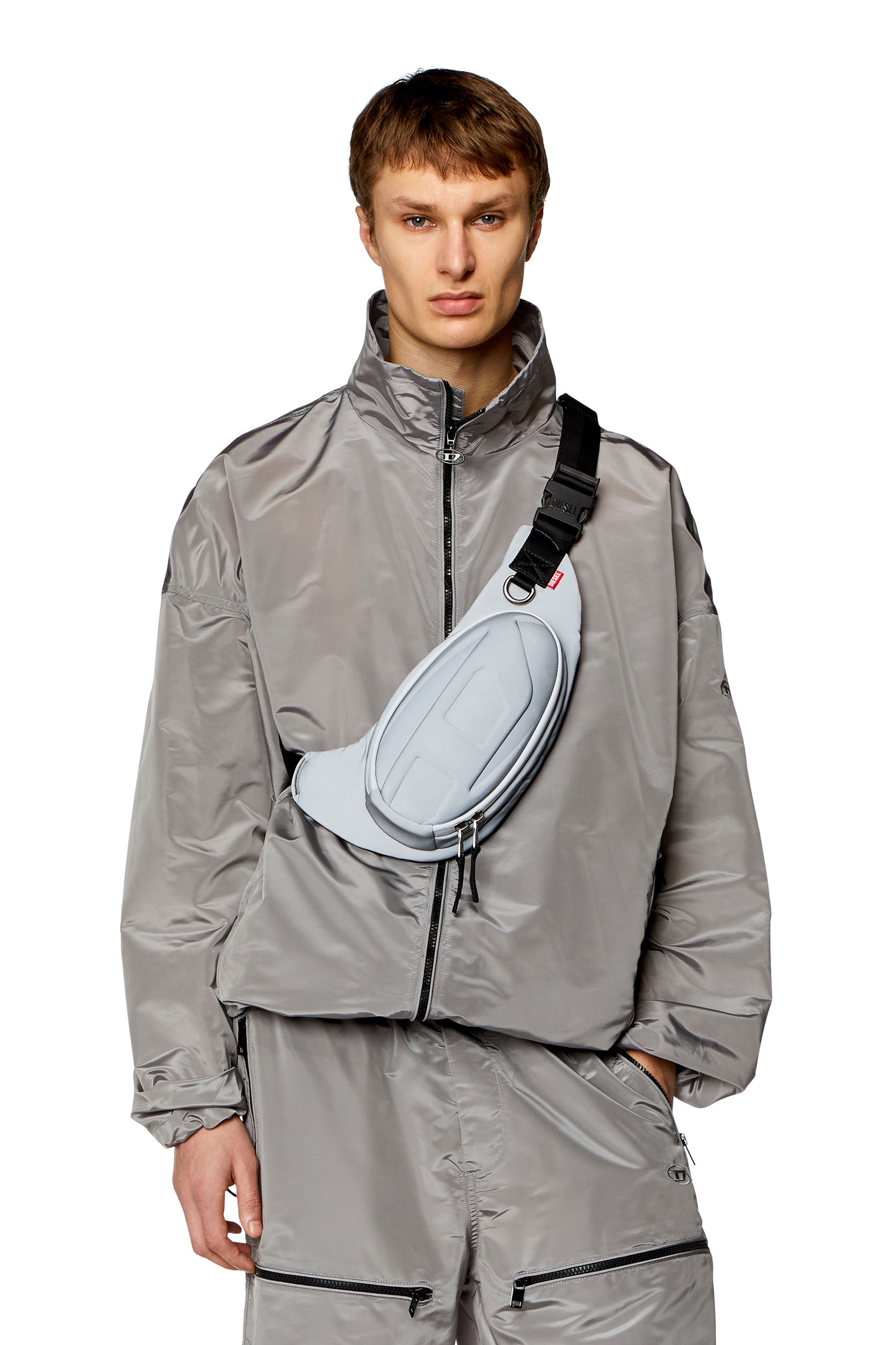 Diesel - J-WRIGHT, Man Fluid windbreaker in ciré nylon in Grey - Image 1