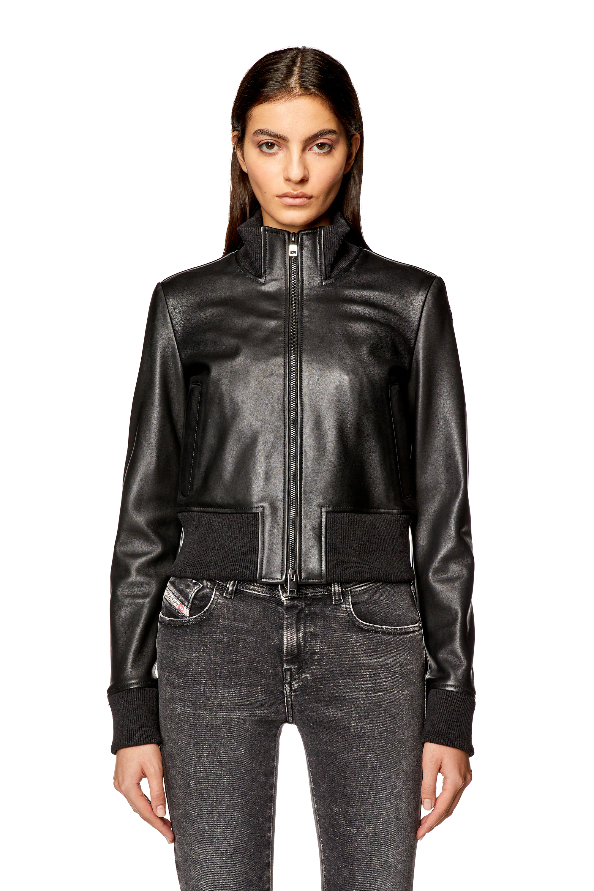 Diesel - L-HUNG, Femme Veste en cuir avec finition cirée in Noir - Image 6