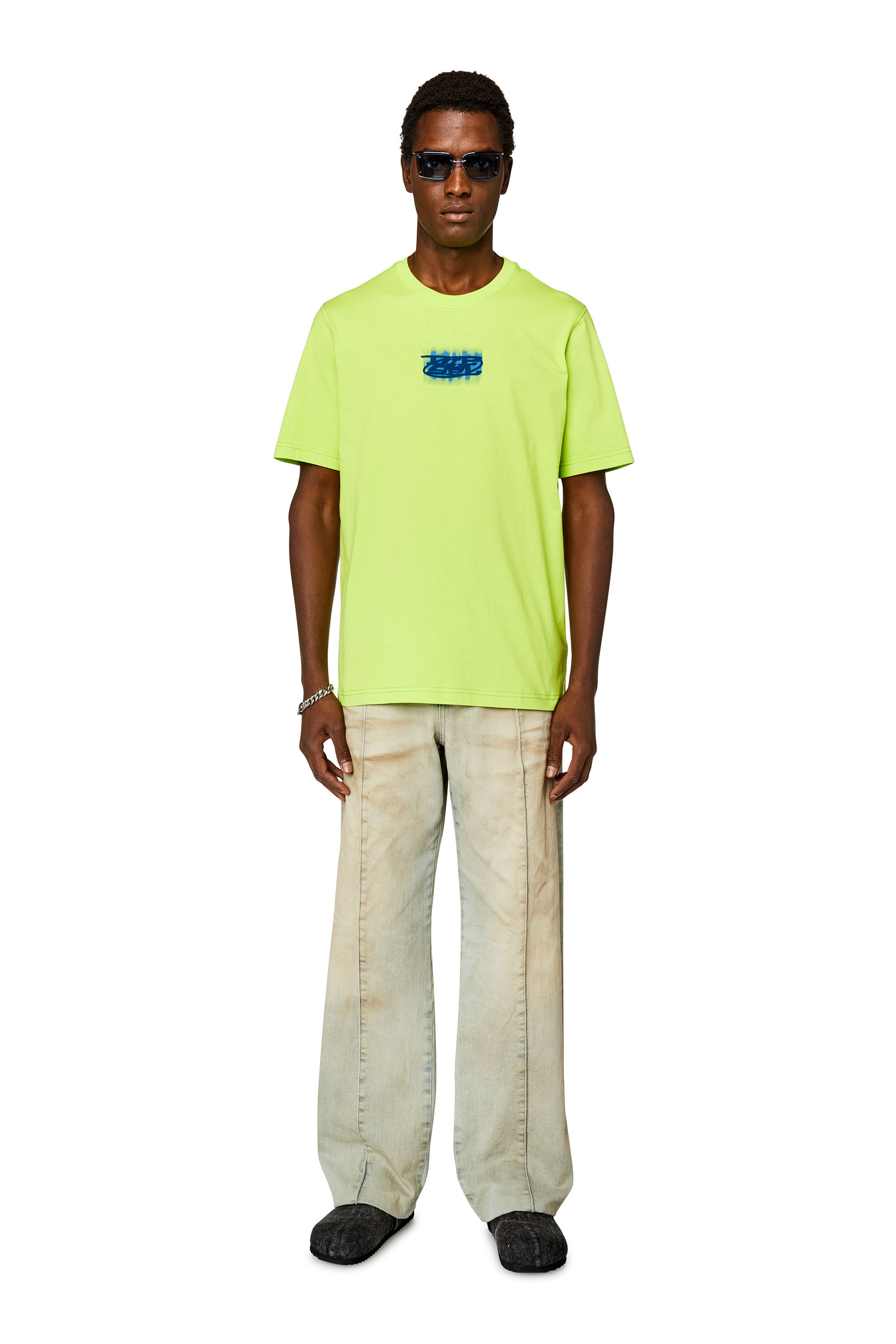 Diesel - T-JUST-N4, Homme T-shirt en coton bio avec logo floqué in Vert - Image 1